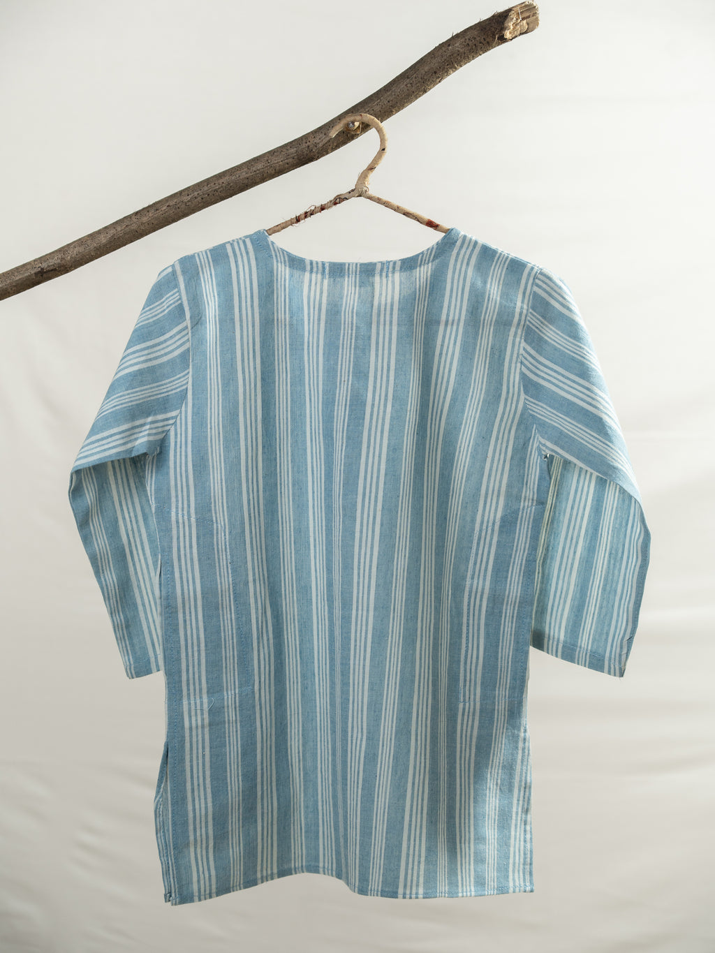 Handloom- Blue Striped Long Kurta