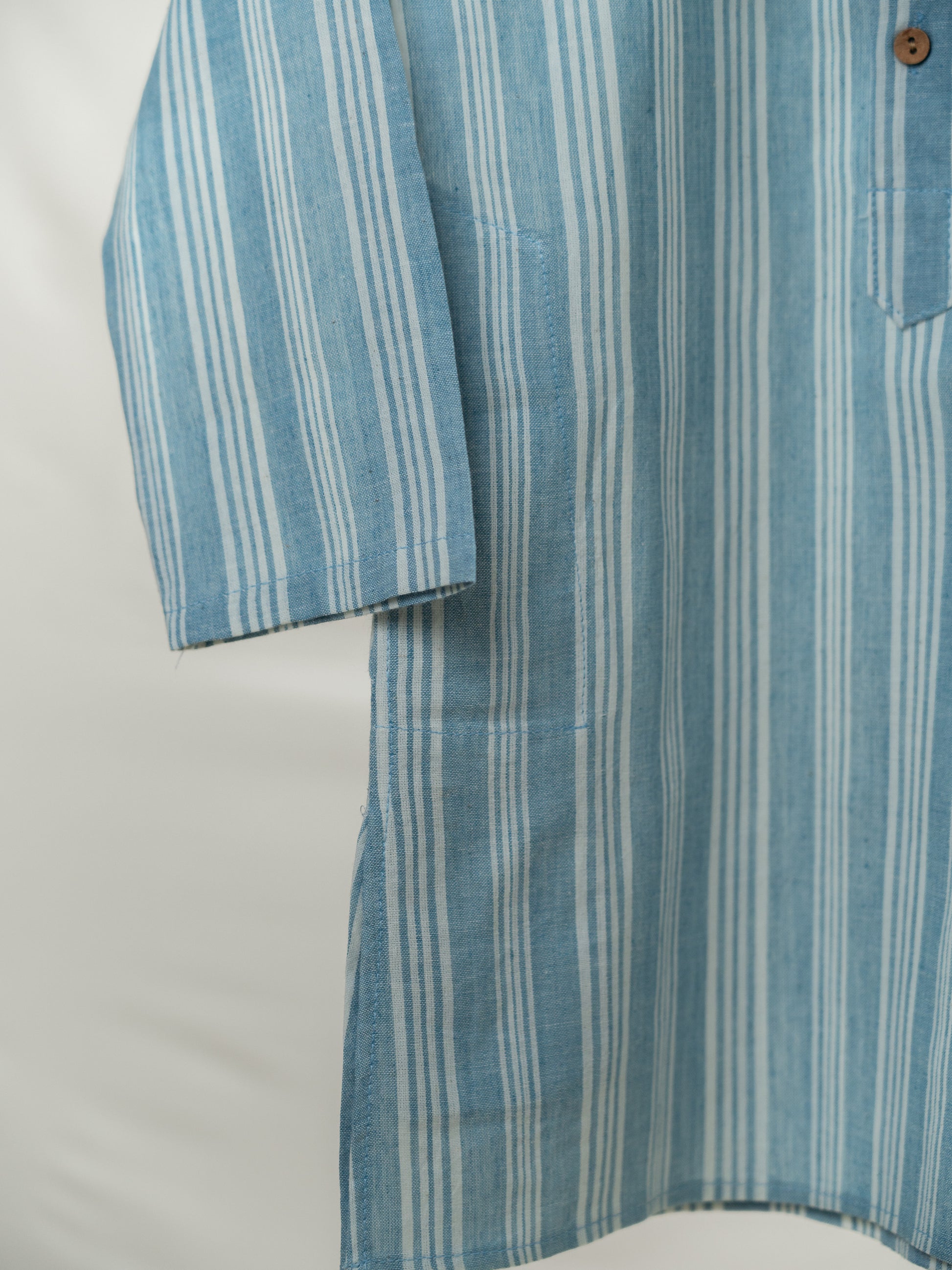 Handloom- Blue Striped Long Kurta