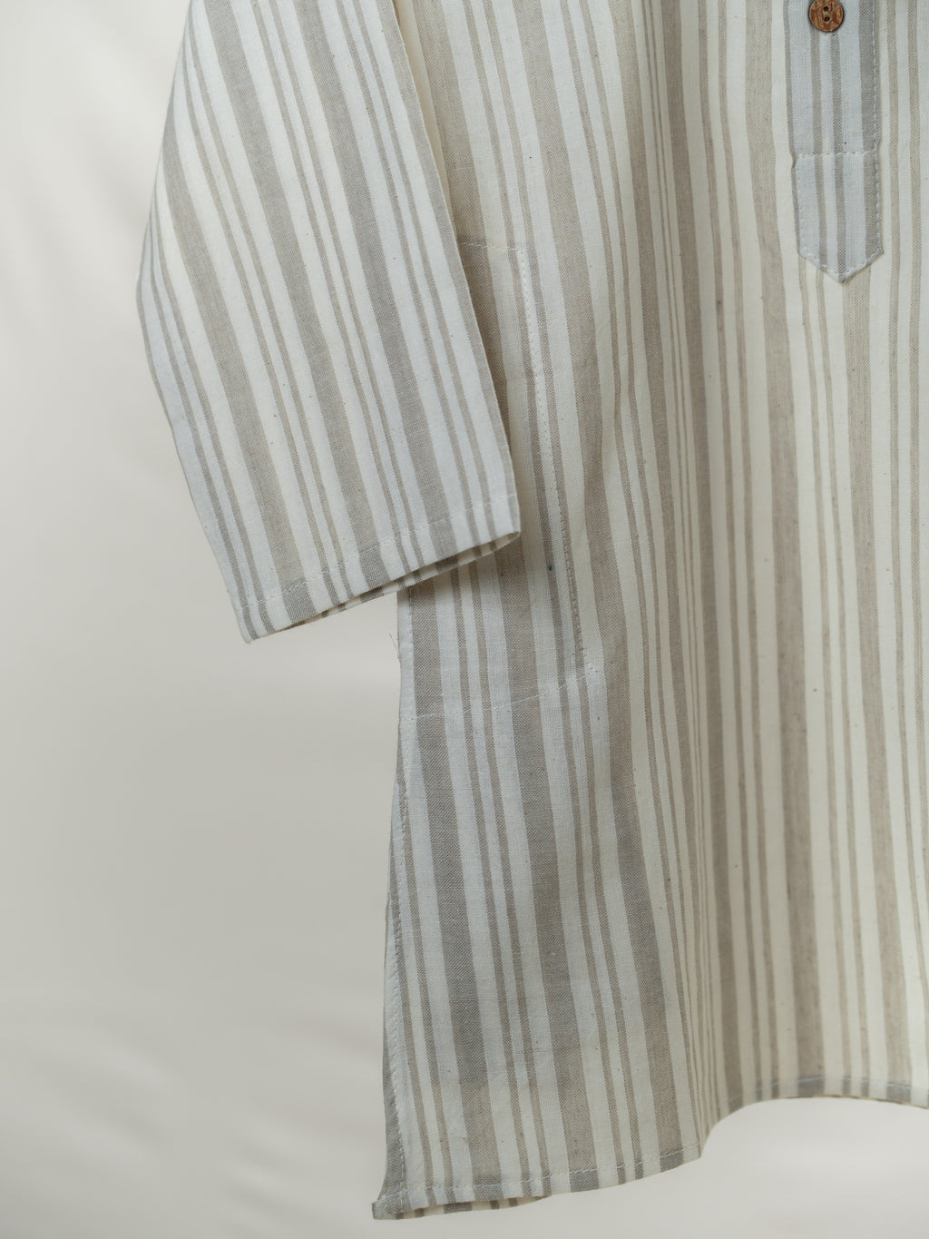 Handloom- Beige Strips Long Kurta