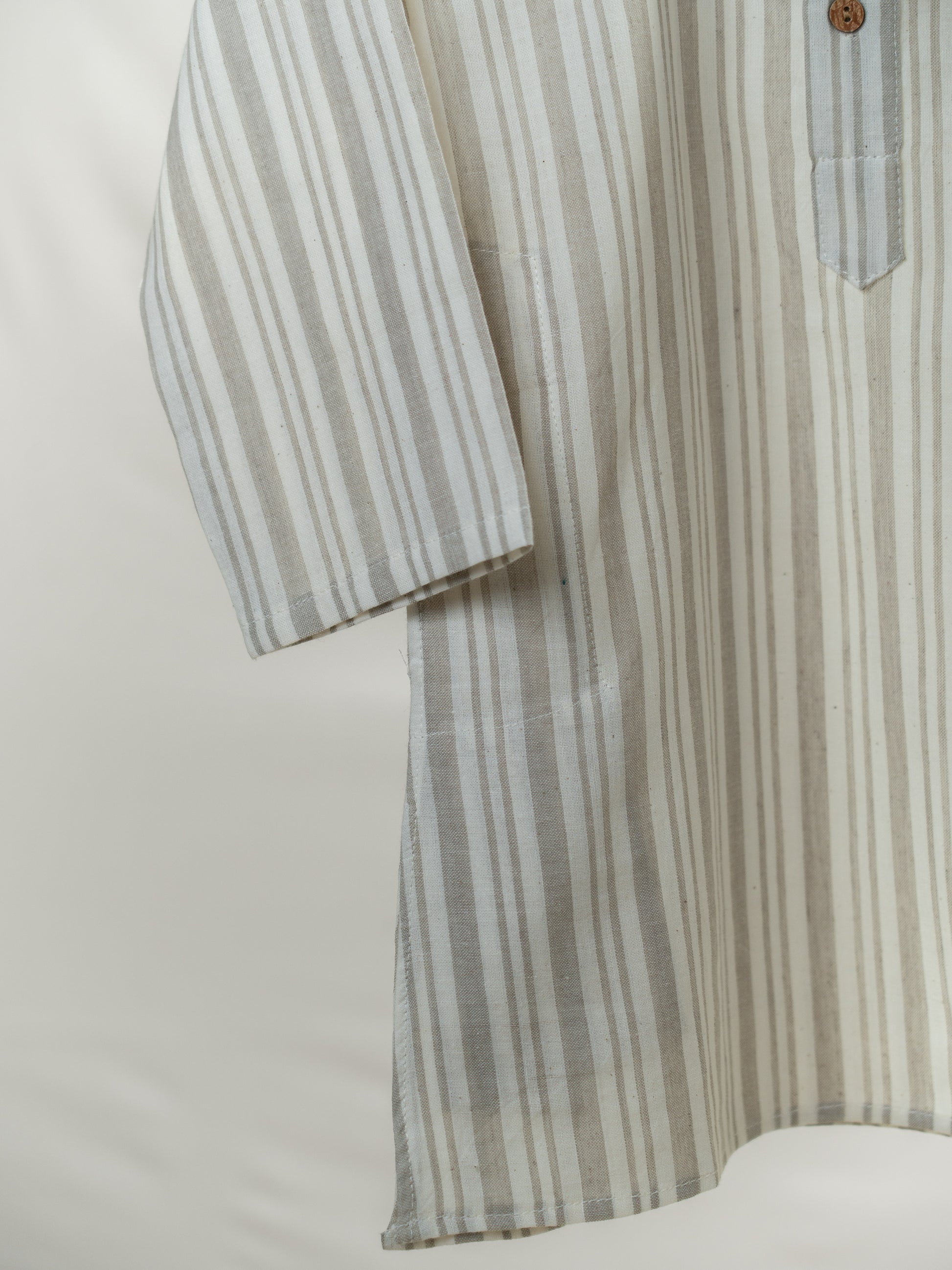 Handloom- Beige Strips Long Kurta