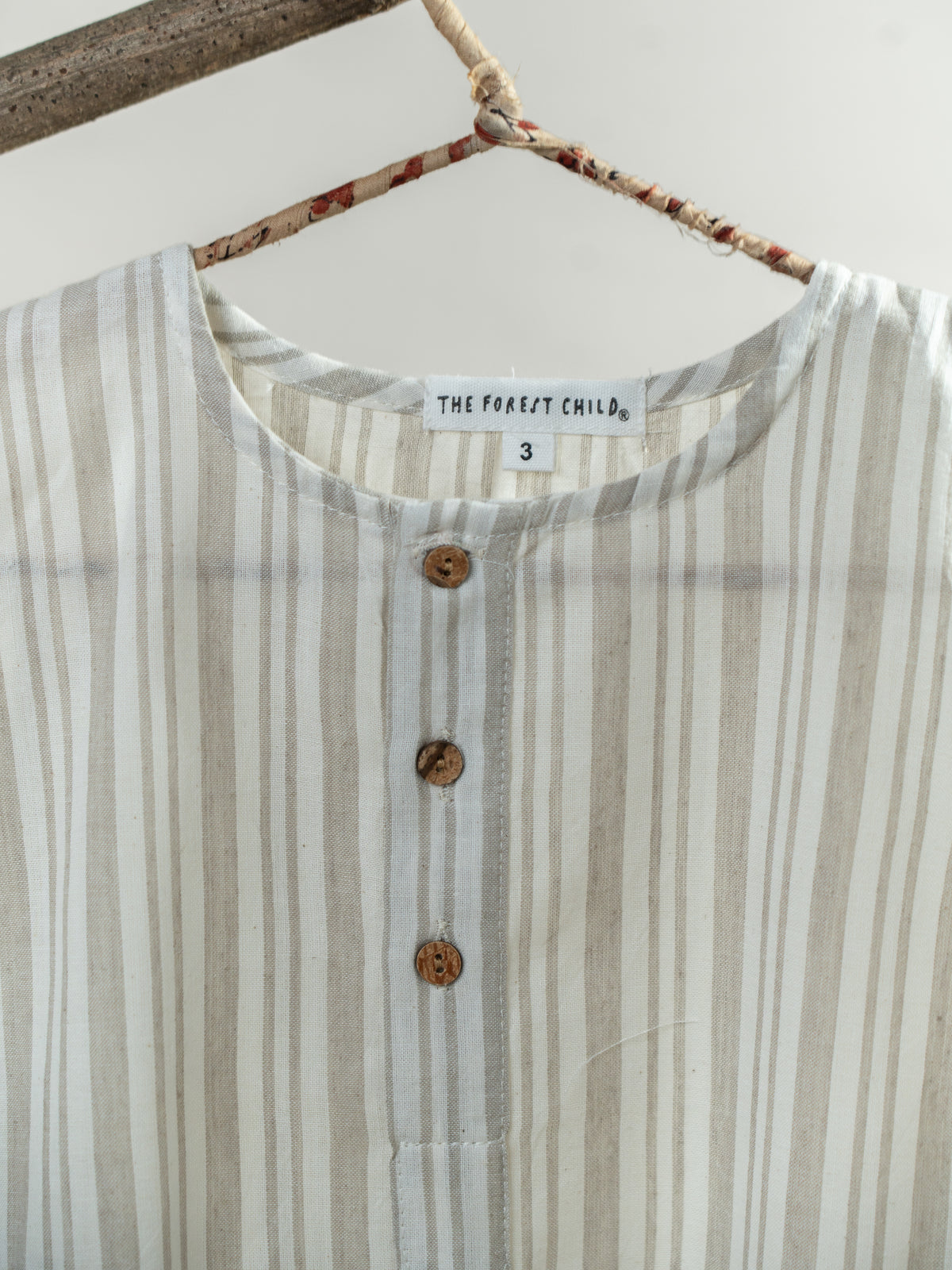 Handloom- Beige Strips Long Kurta