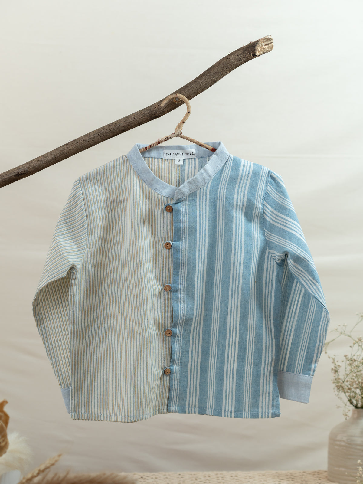 Handloom- Blue Striped Half and Half Kurta