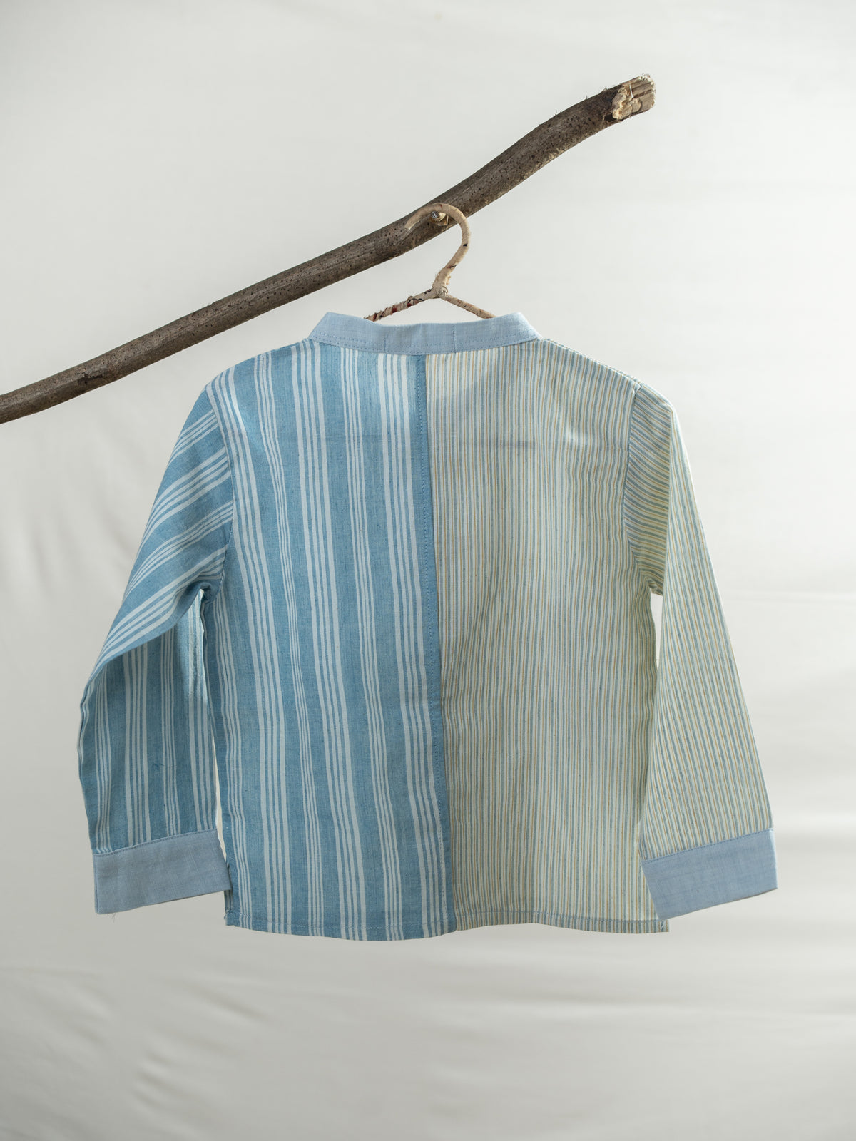 Handloom- Blue Striped Half and Half Kurta