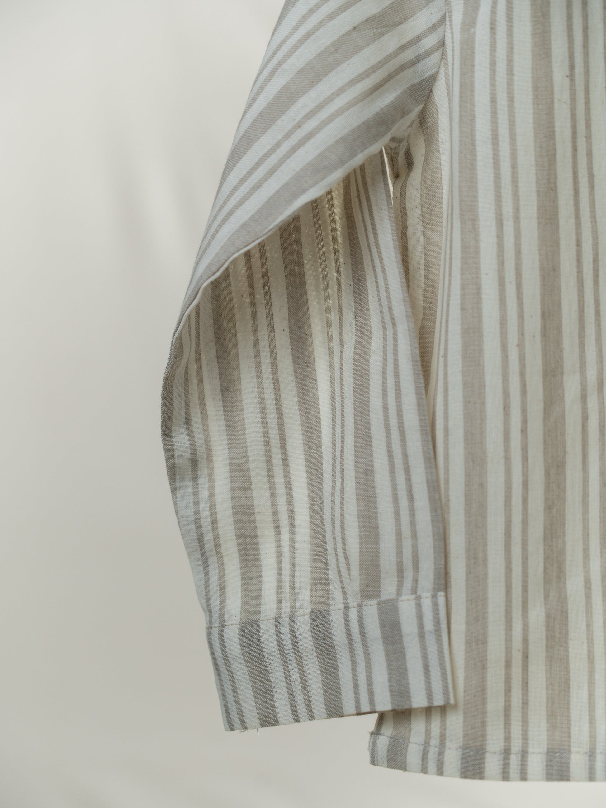 Handloom- Beige Striped Half and Half Kurta
