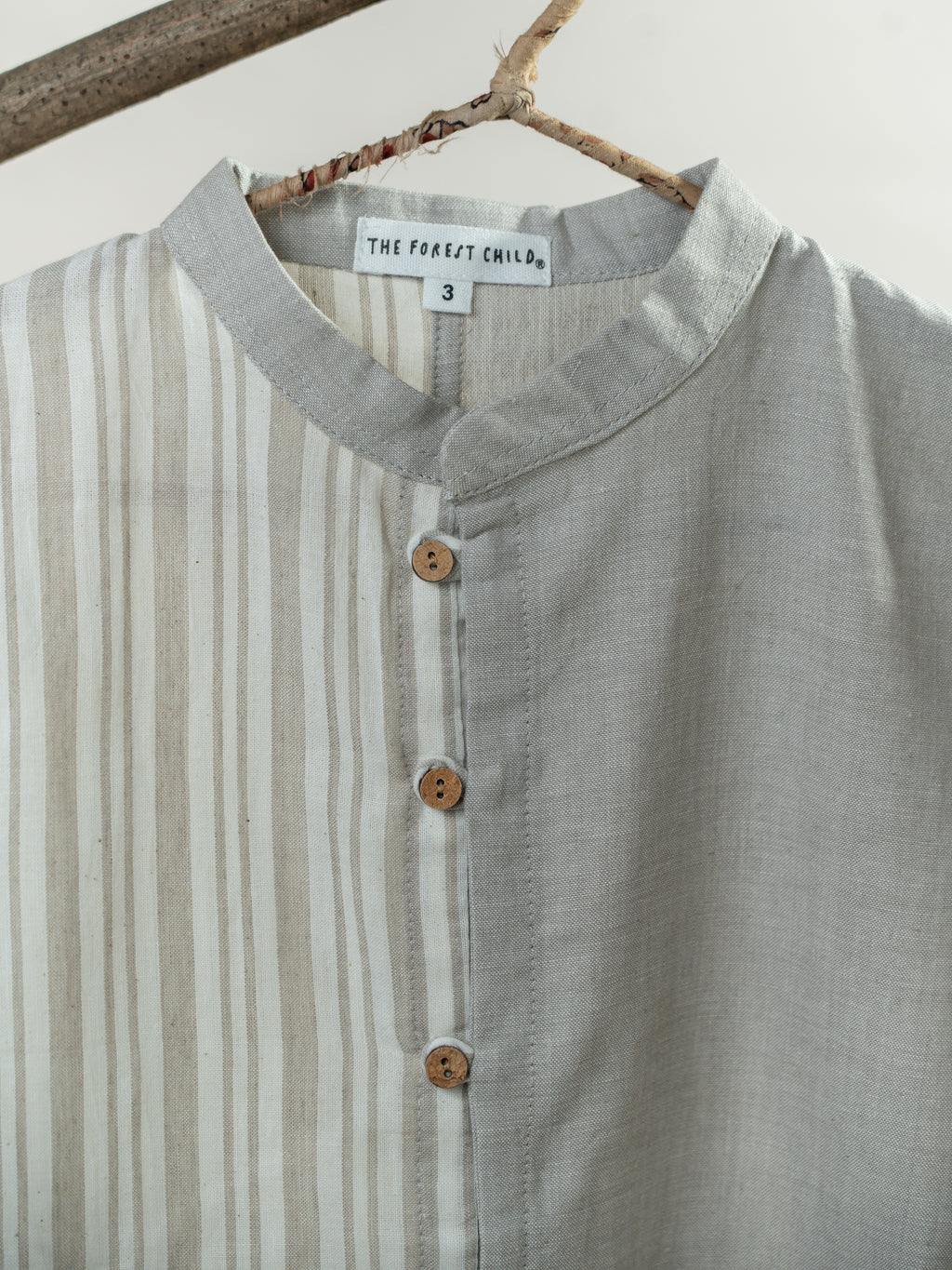 Handloom- Beige Striped Half and Half Kurta