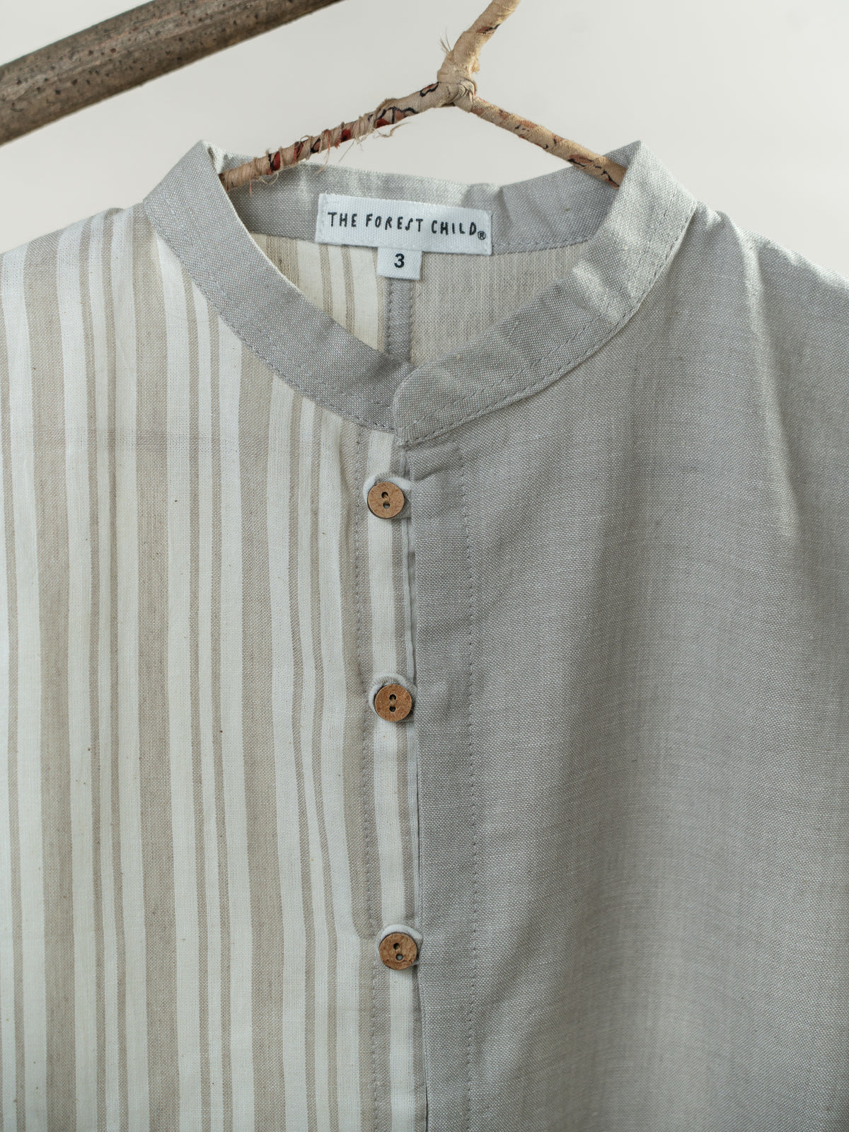 Handloom- Beige Striped Half and Half Kurta