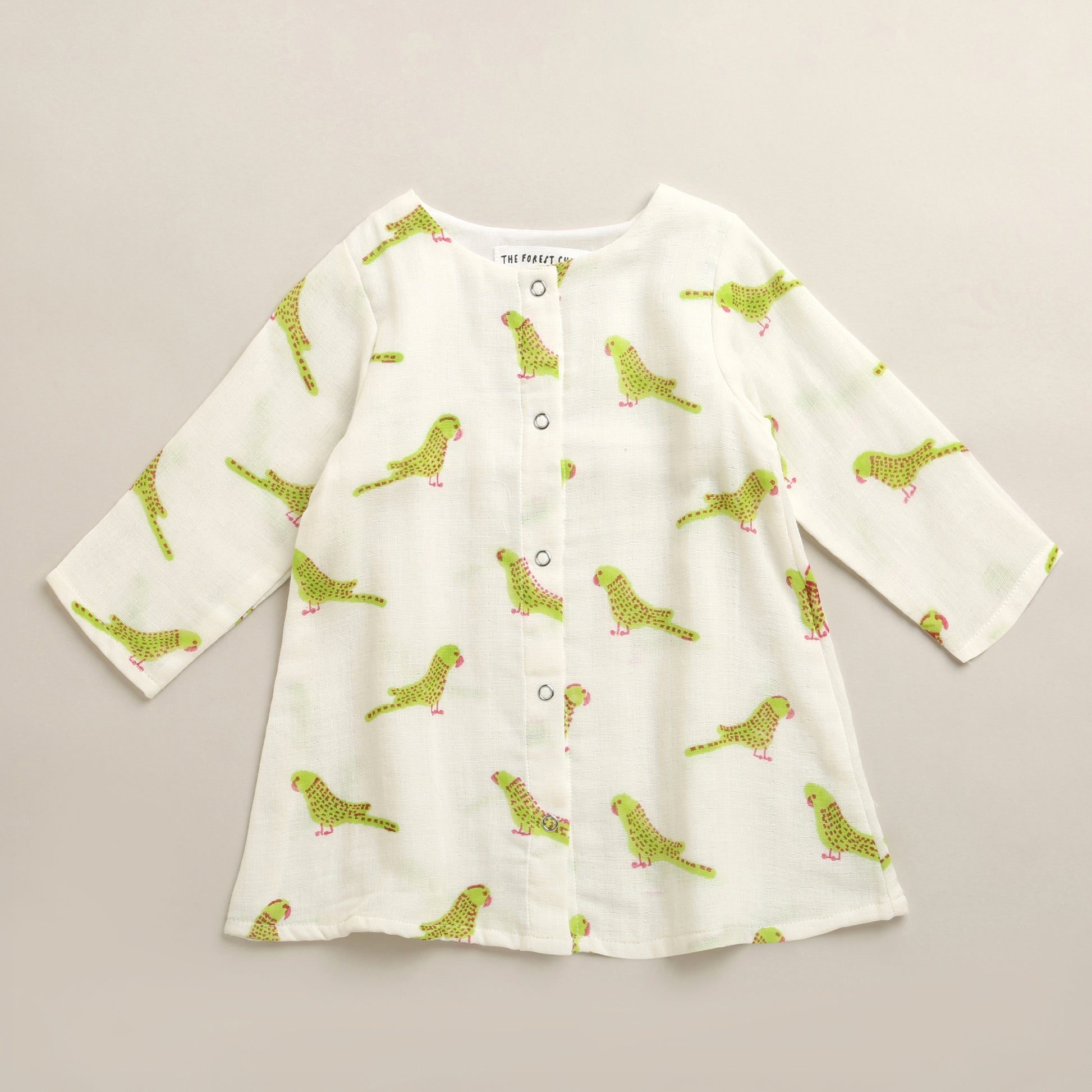 'A Cluster of Parakeet '- Infant Sleeved  Dress