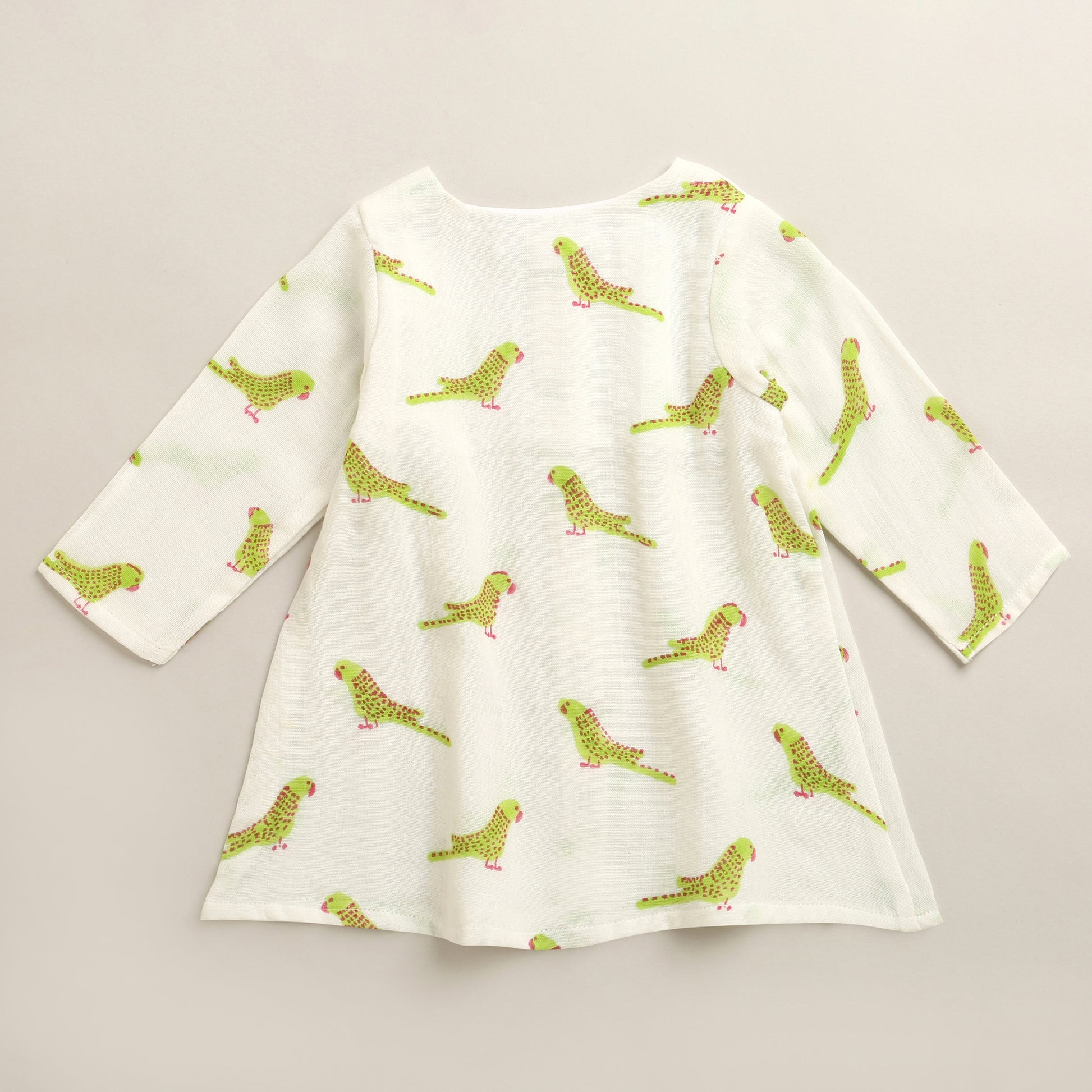 'A Cluster of Parakeet '- Infant Sleeved  Dress