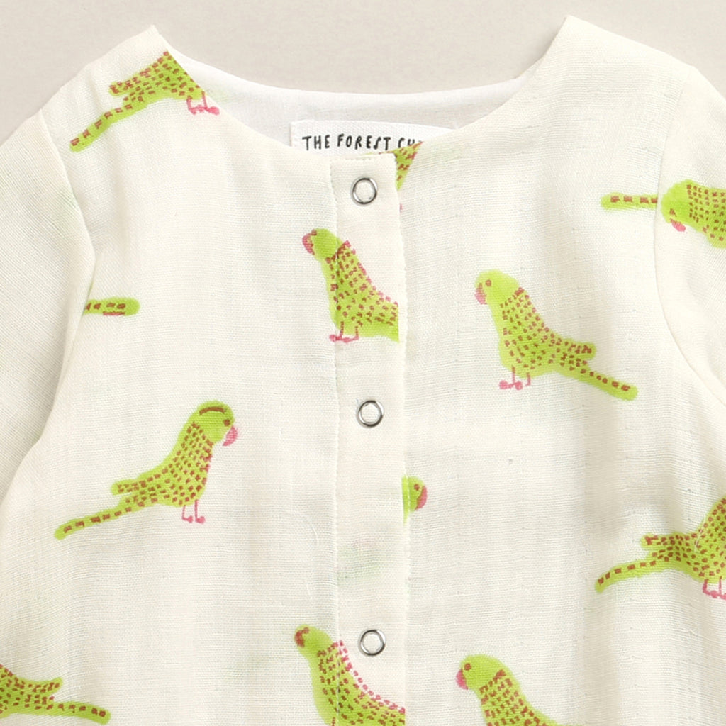 'A Cluster of Parakeet '- Infant Sleeved  Dress