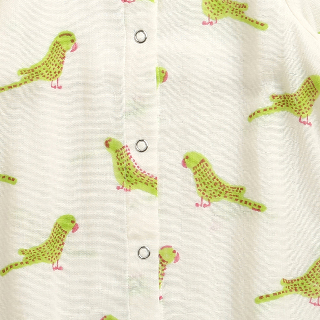 'A Cluster of Parakeet '- Infant Sleeved  Dress
