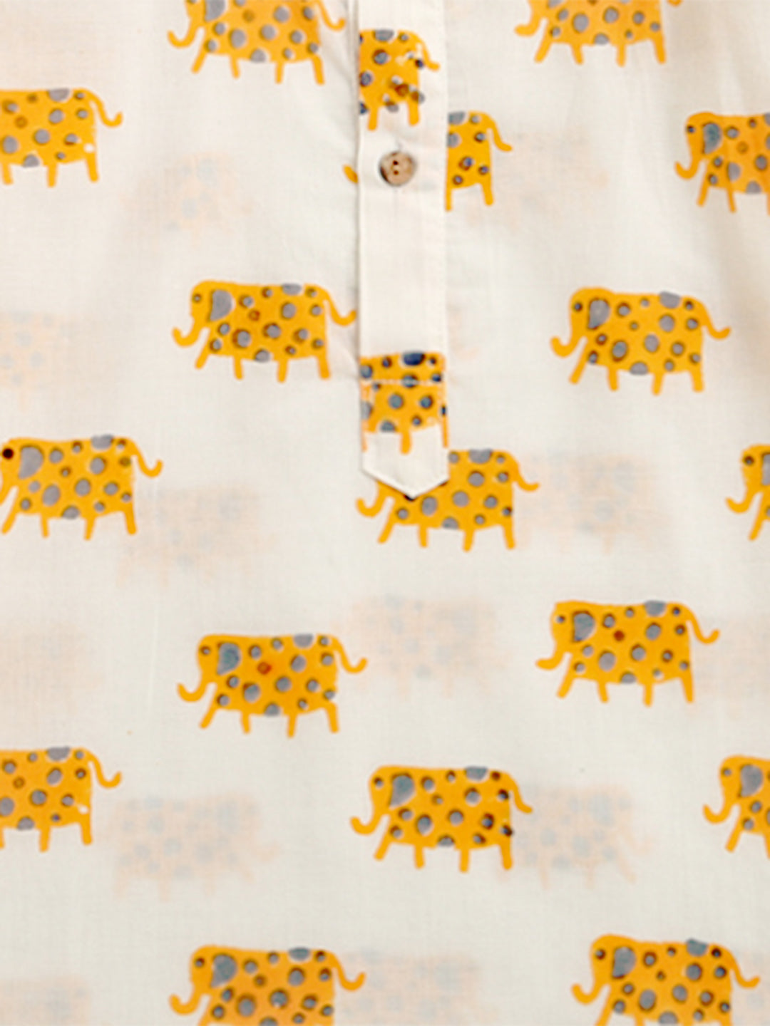 A Parade of Elephants - Kurta Pyjama Set in Yellow and Grey