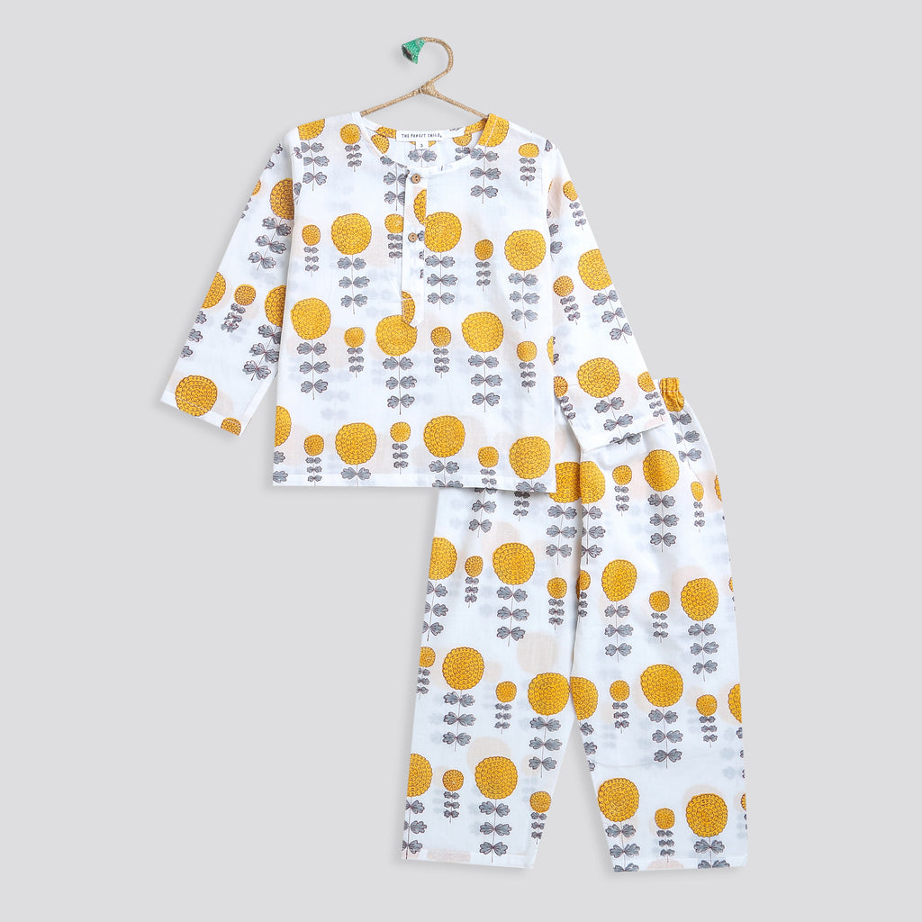 'A Garden of Marigold'  Kurta Pyjama Set