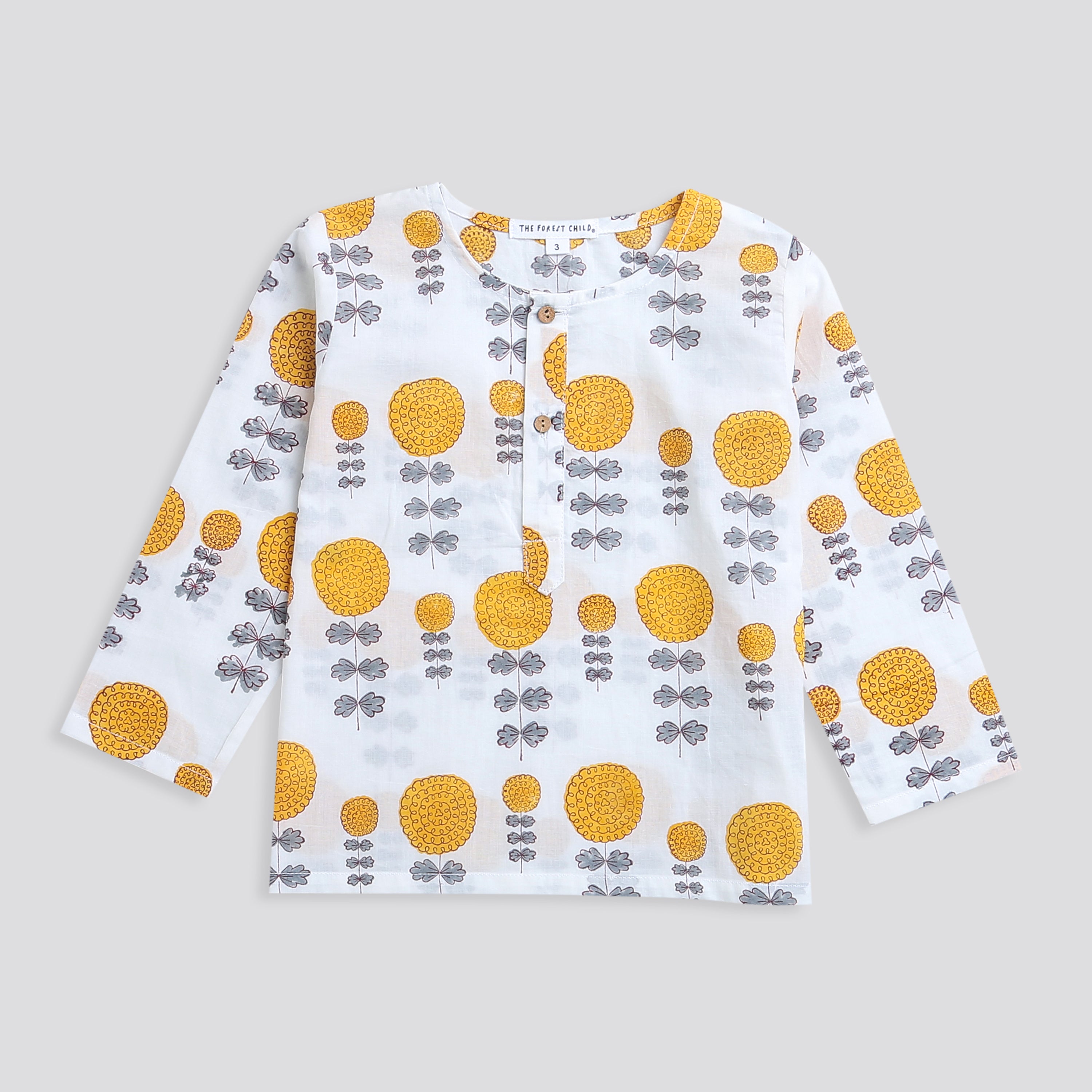 'A Garden of Marigold'  Kurta Pyjama Set