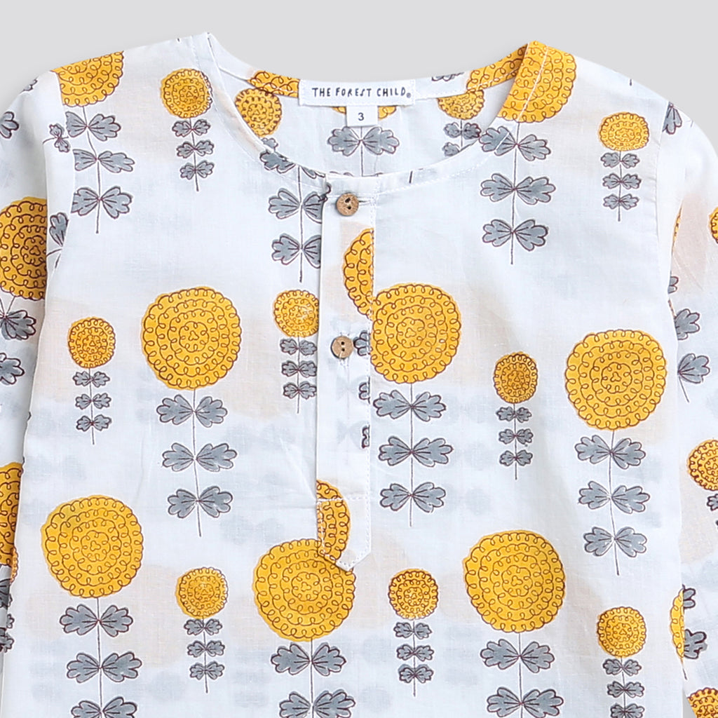 'A Garden of Marigold'  Kurta Pyjama Set