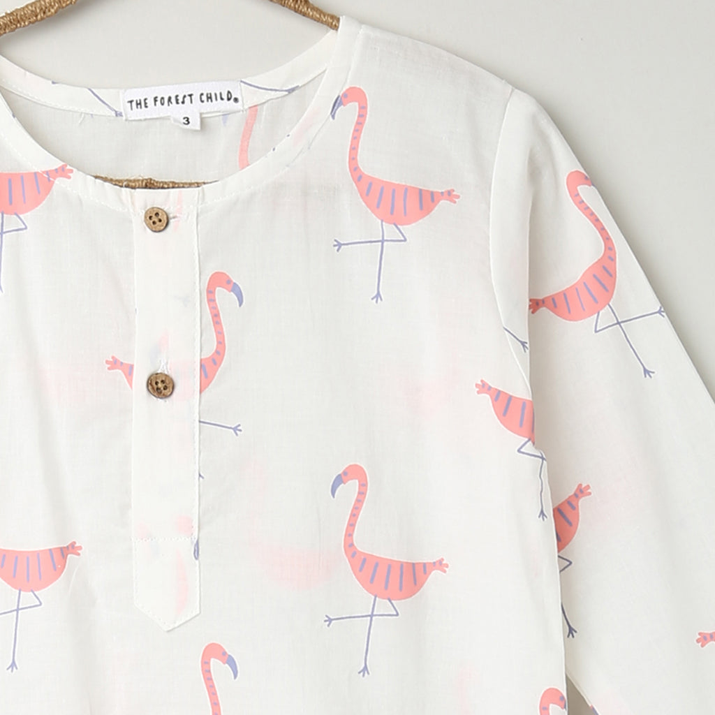 'A Flamboyance of Flamingos' Kurta Pyjama Set