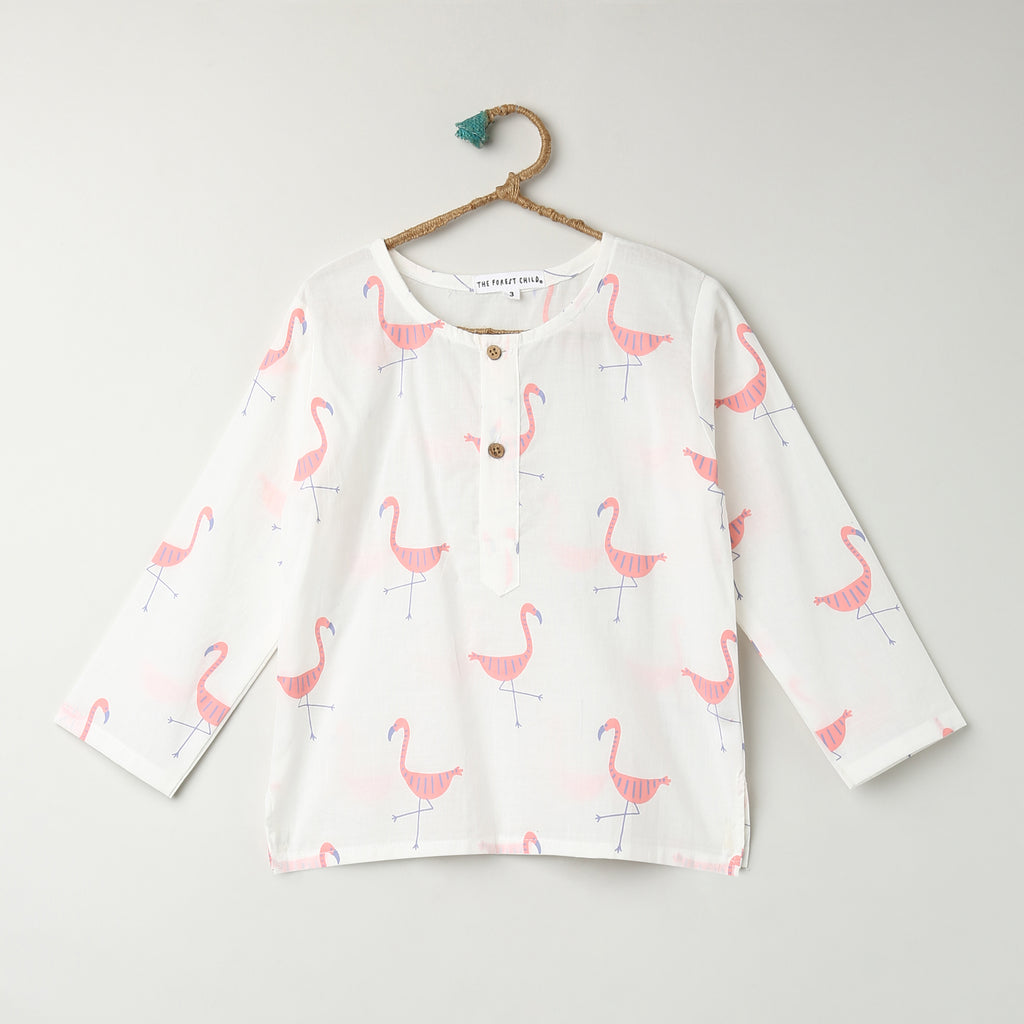 'A Flamboyance of Flamingos' Kurta Pyjama Set