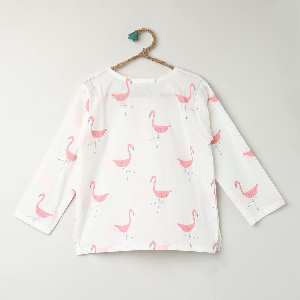 'A Flamboyance of Flamingos' Kurta Pyjama Set