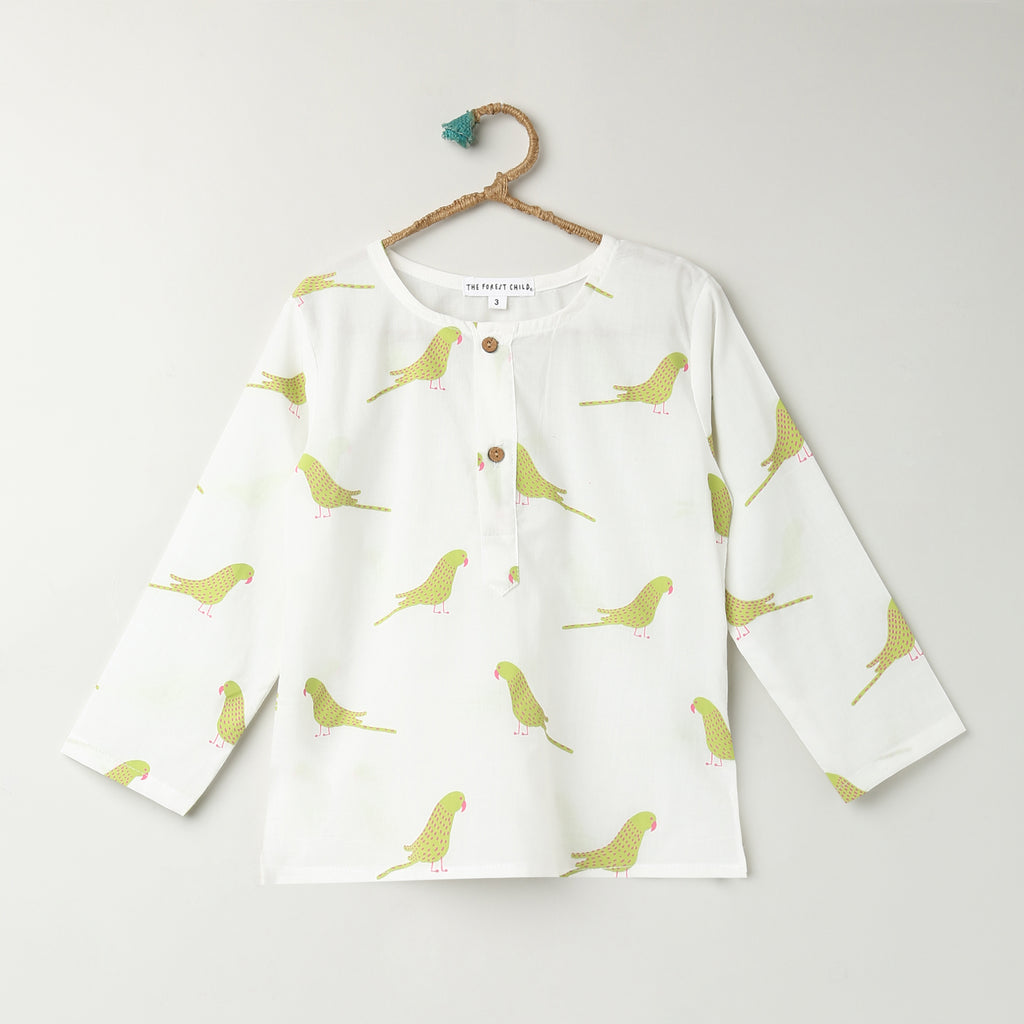 'A Cluster of Parakeets' Kurta Pyjama Set