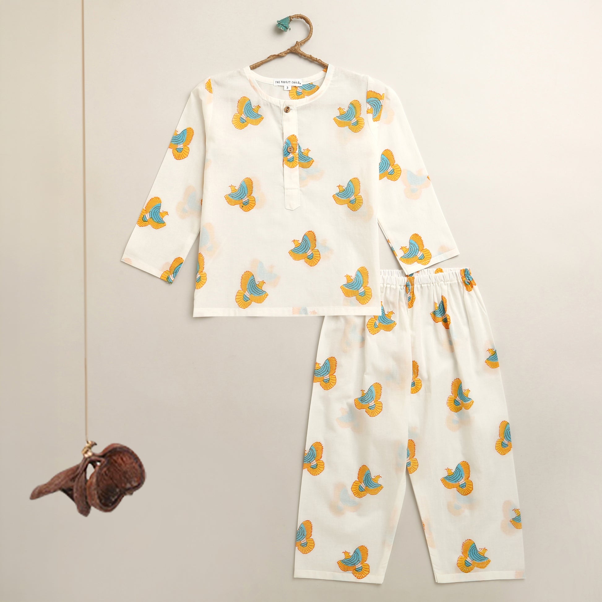 ‘ A Bouquet of Himalayan Monals’ Kurta Pyjama Set