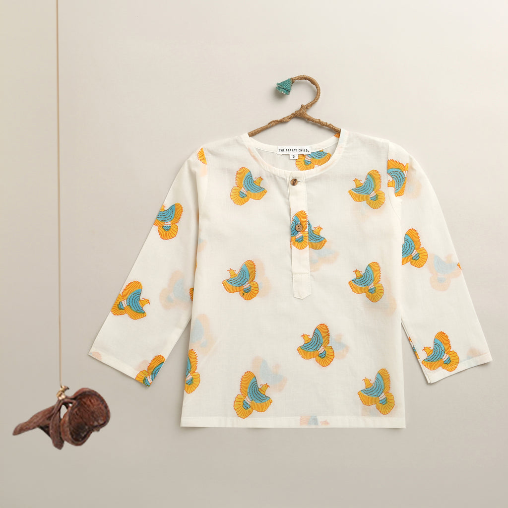 ‘ A Bouquet of Himalayan Monals’ Kurta Pyjama Set