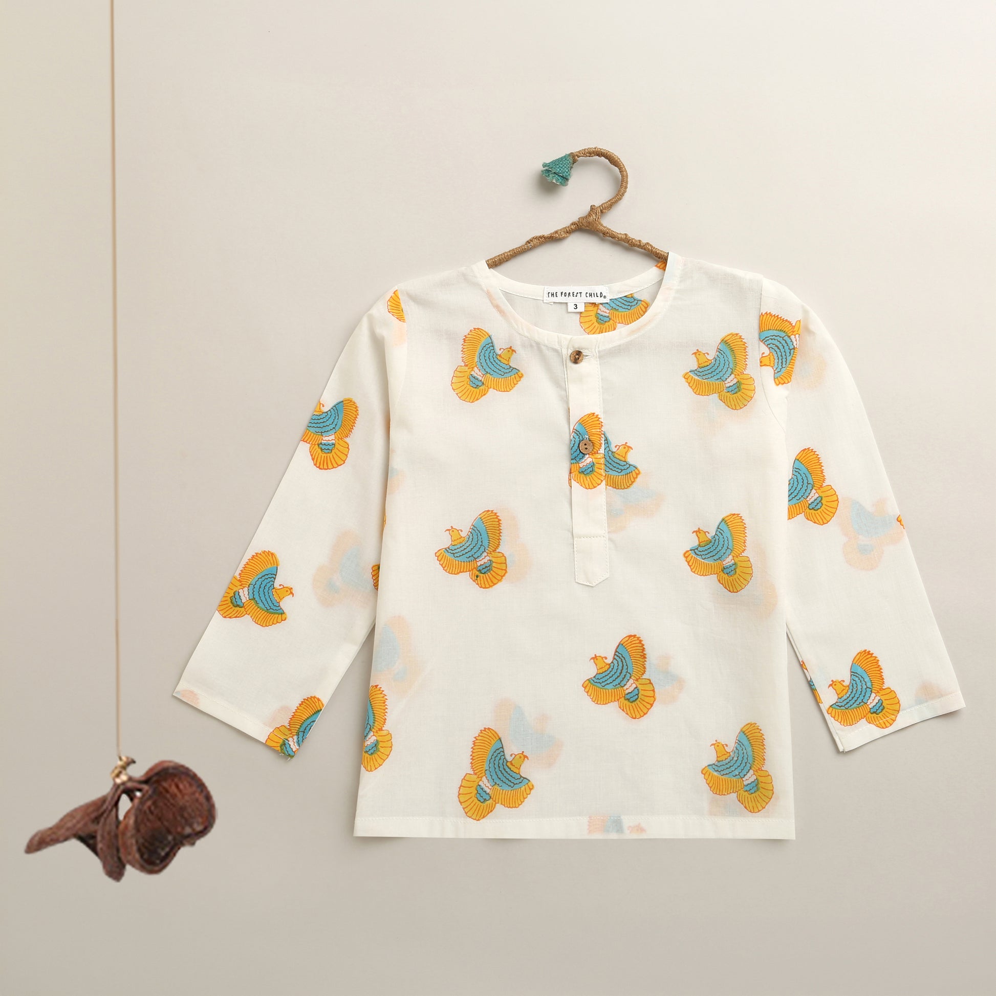 ‘ A Bouquet of Himalayan Monals’ Kurta Pyjama Set