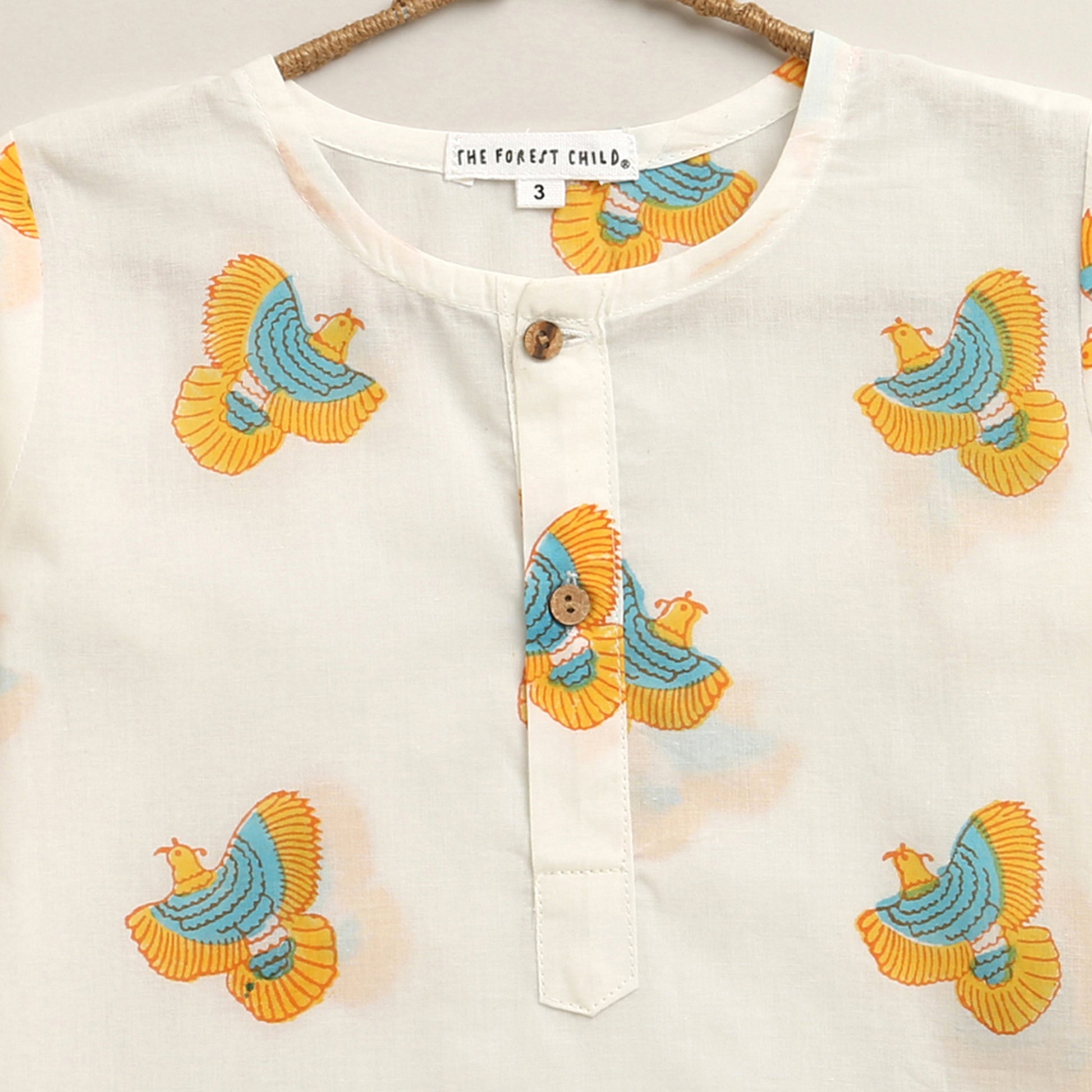 ‘ A Bouquet of Himalayan Monals’ Kurta Pyjama Set