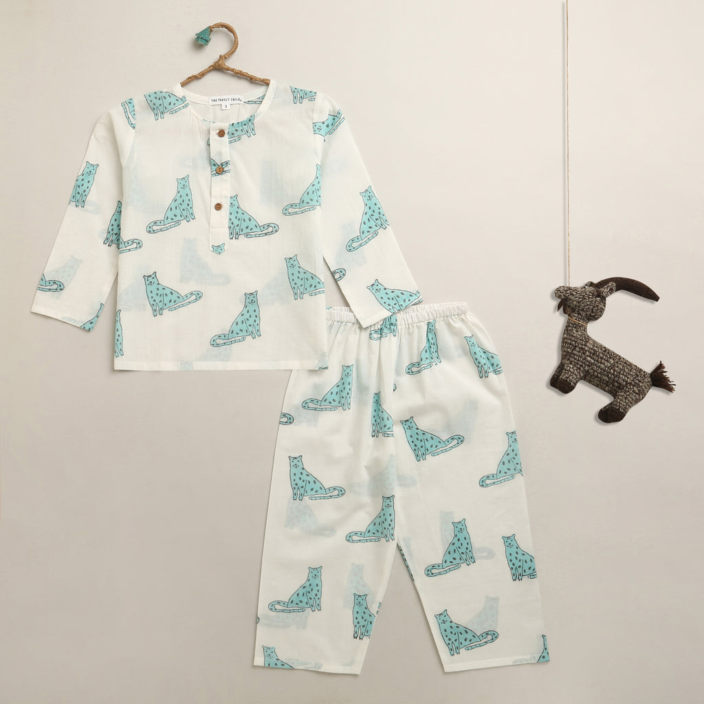 ‘ A Leap of Snow Leopards’ Kurta Pyjama Set