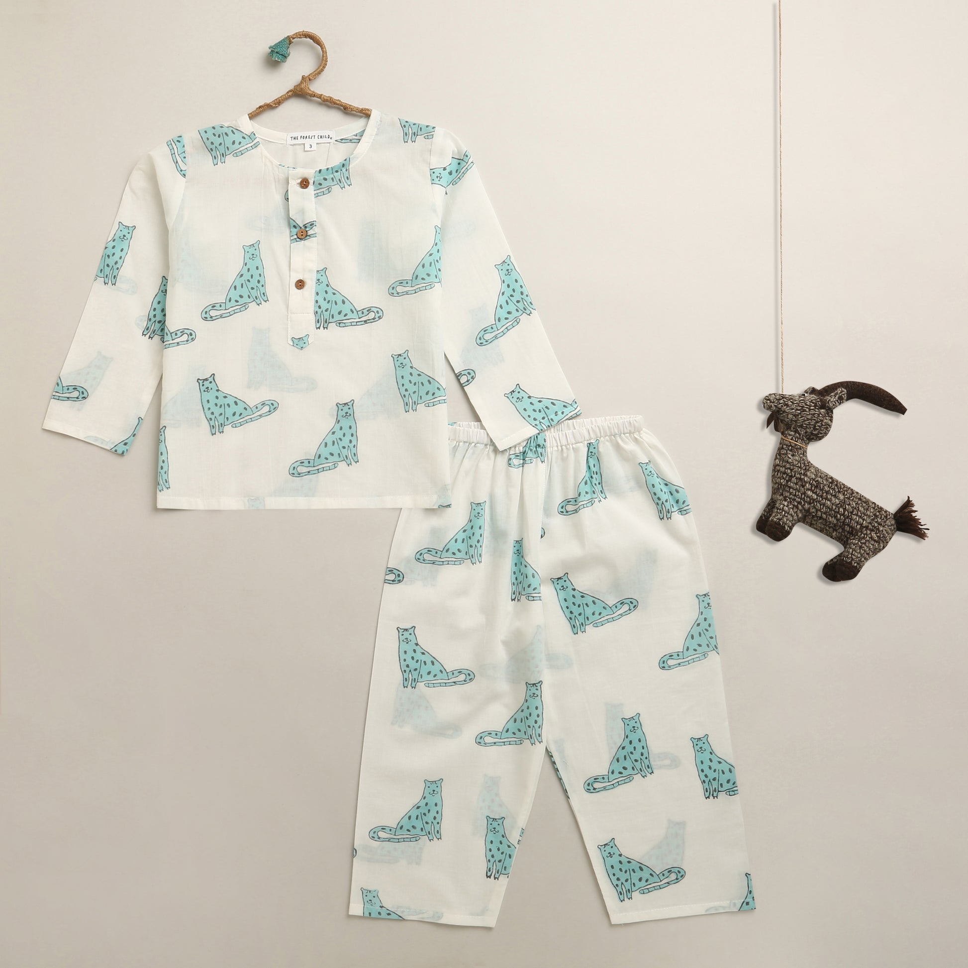 ‘ A Leap of Snow Leopards’ Kurta Pyjama Set