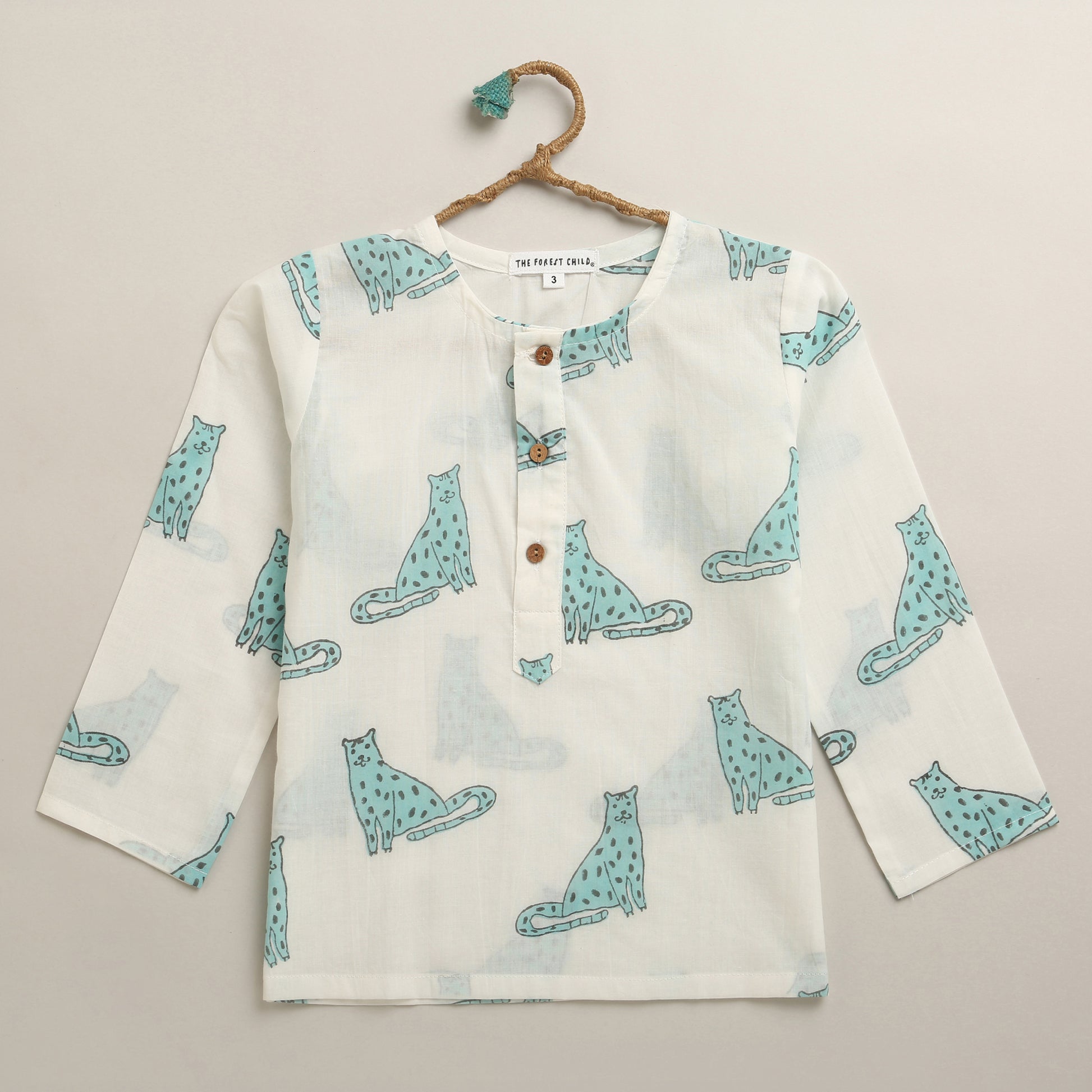 ‘ A Leap of Snow Leopards’ Kurta Pyjama Set