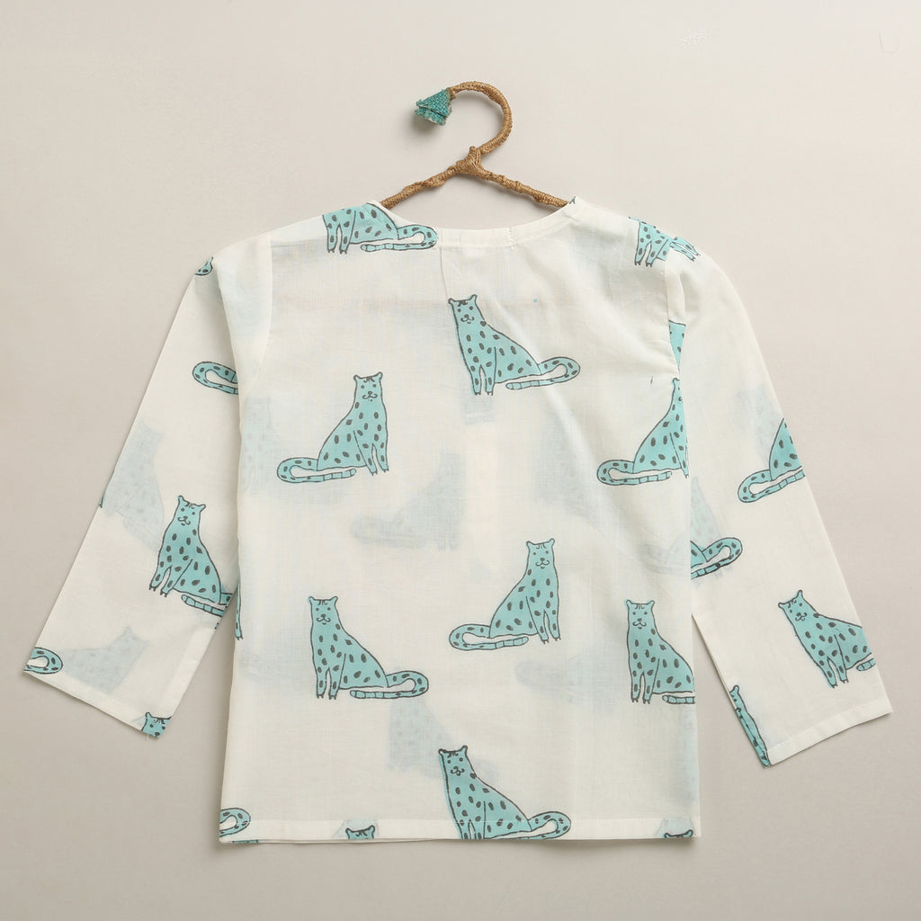 ‘ A Leap of Snow Leopards’ Kurta Pyjama Set