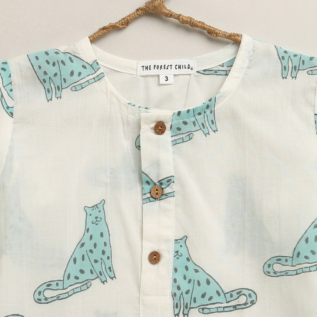 ‘ A Leap of Snow Leopards’ Kurta Pyjama Set