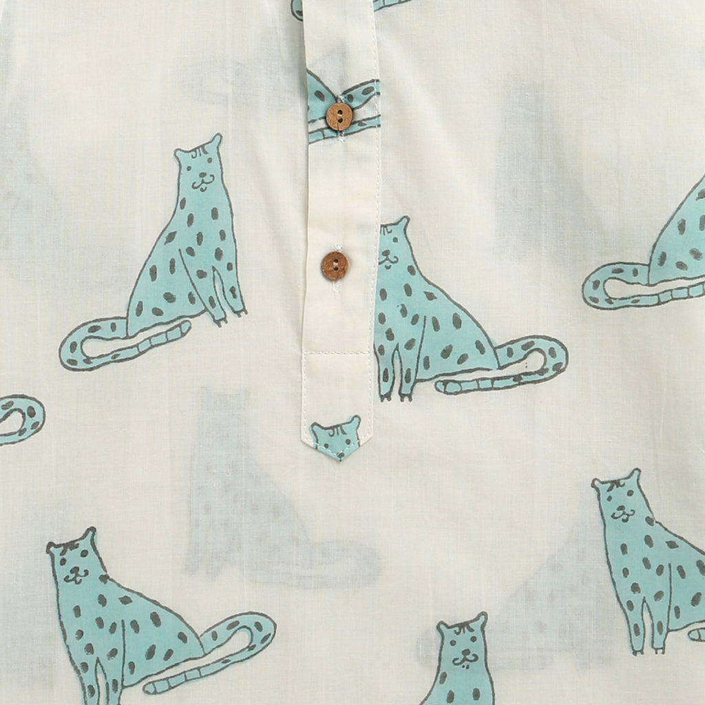 ‘ A Leap of Snow Leopards’ Kurta Pyjama Set