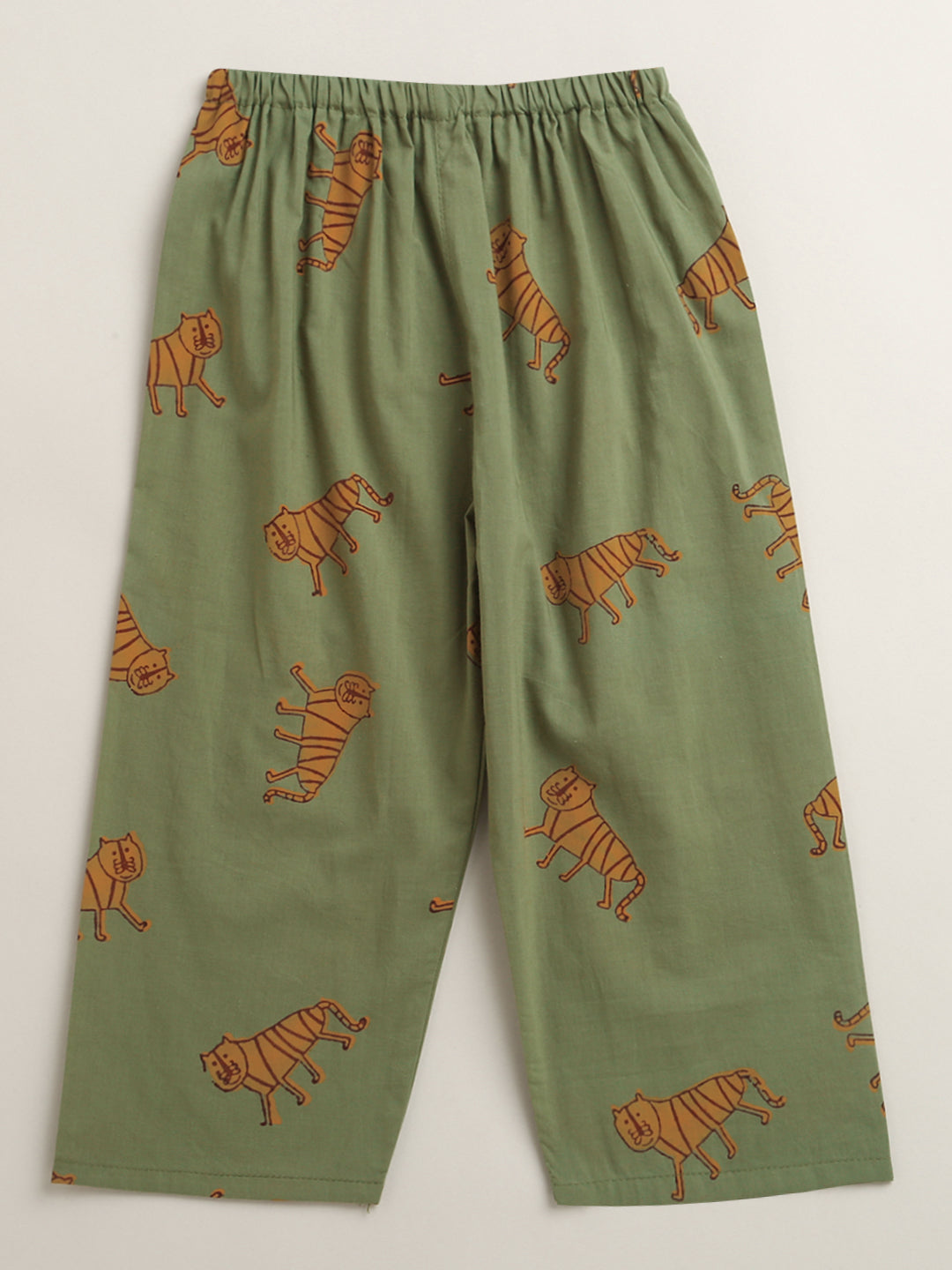 'An Ambush of Tigers' Kurta Pyjama Set In Olive