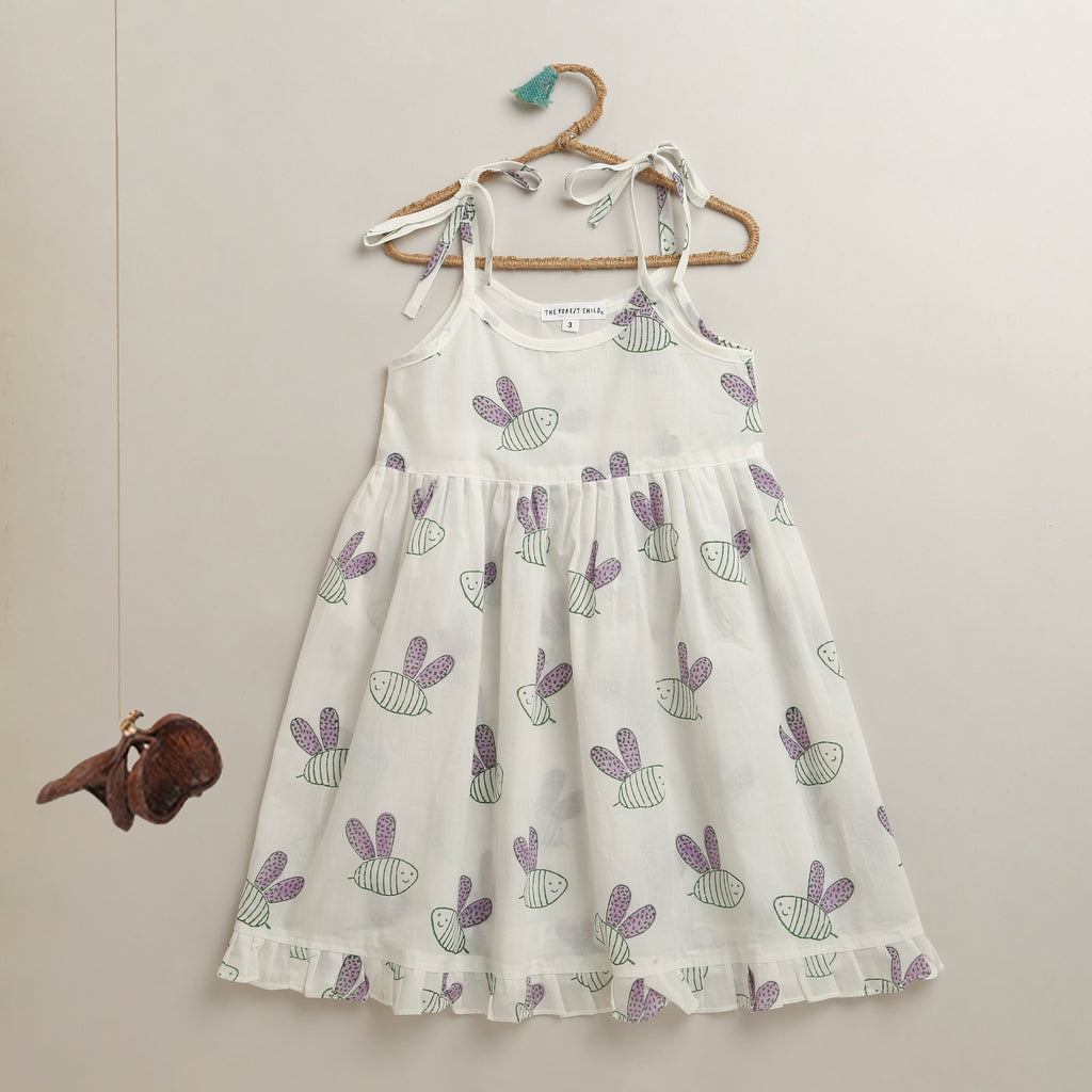 'A Swarm of Bees' String Dress in Mauve