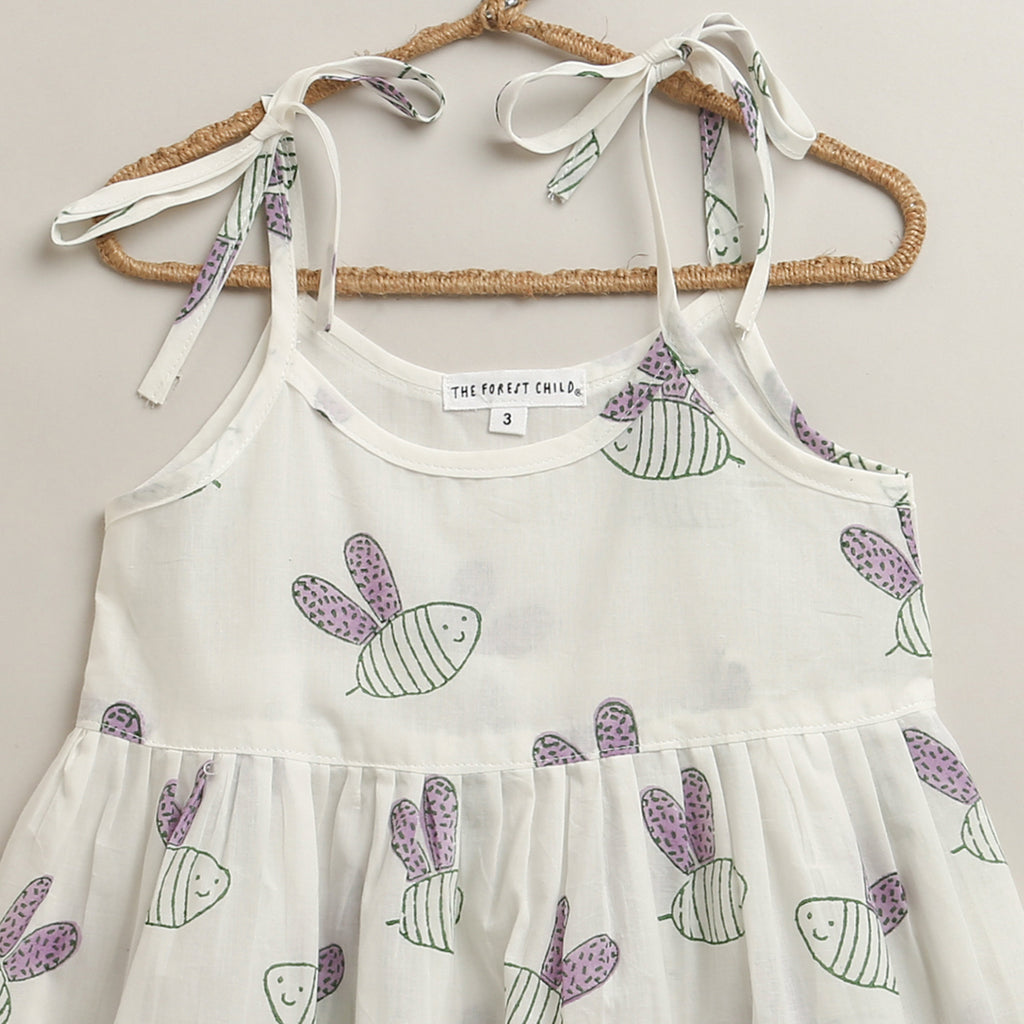 'A Swarm of Bees' String Dress in Mauve