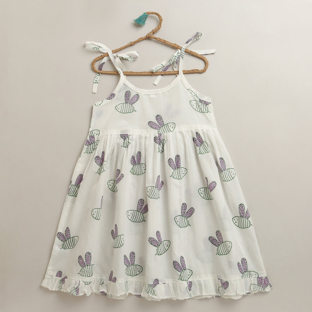 'A Swarm of Bees' String Dress in Mauve