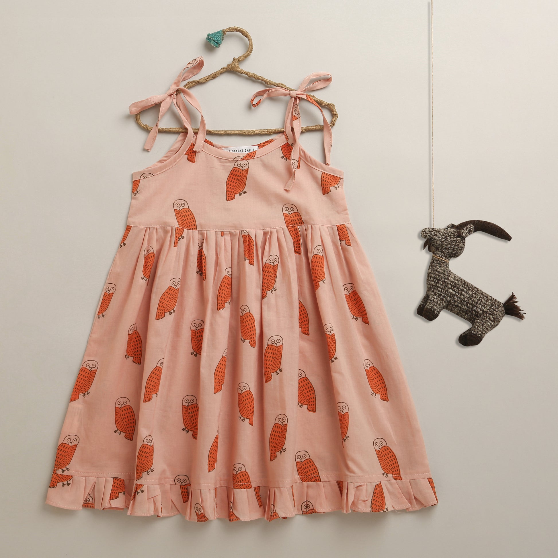 'A Parliament of Owls' - Handblocked String Dress