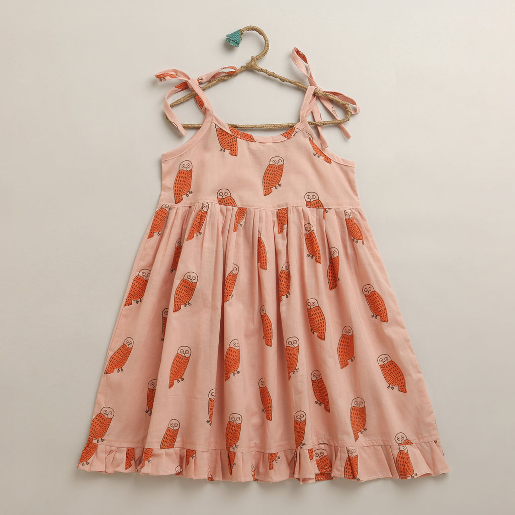 'A Parliament of Owls' - Handblocked String Dress