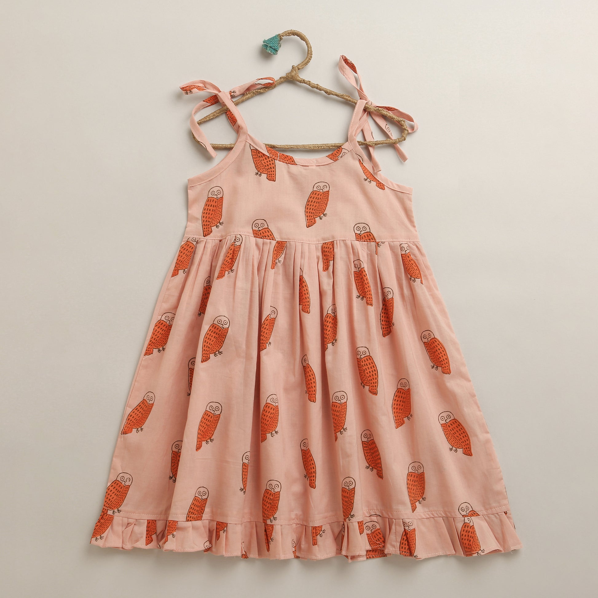 'A Parliament of Owls' - Handblocked String Dress