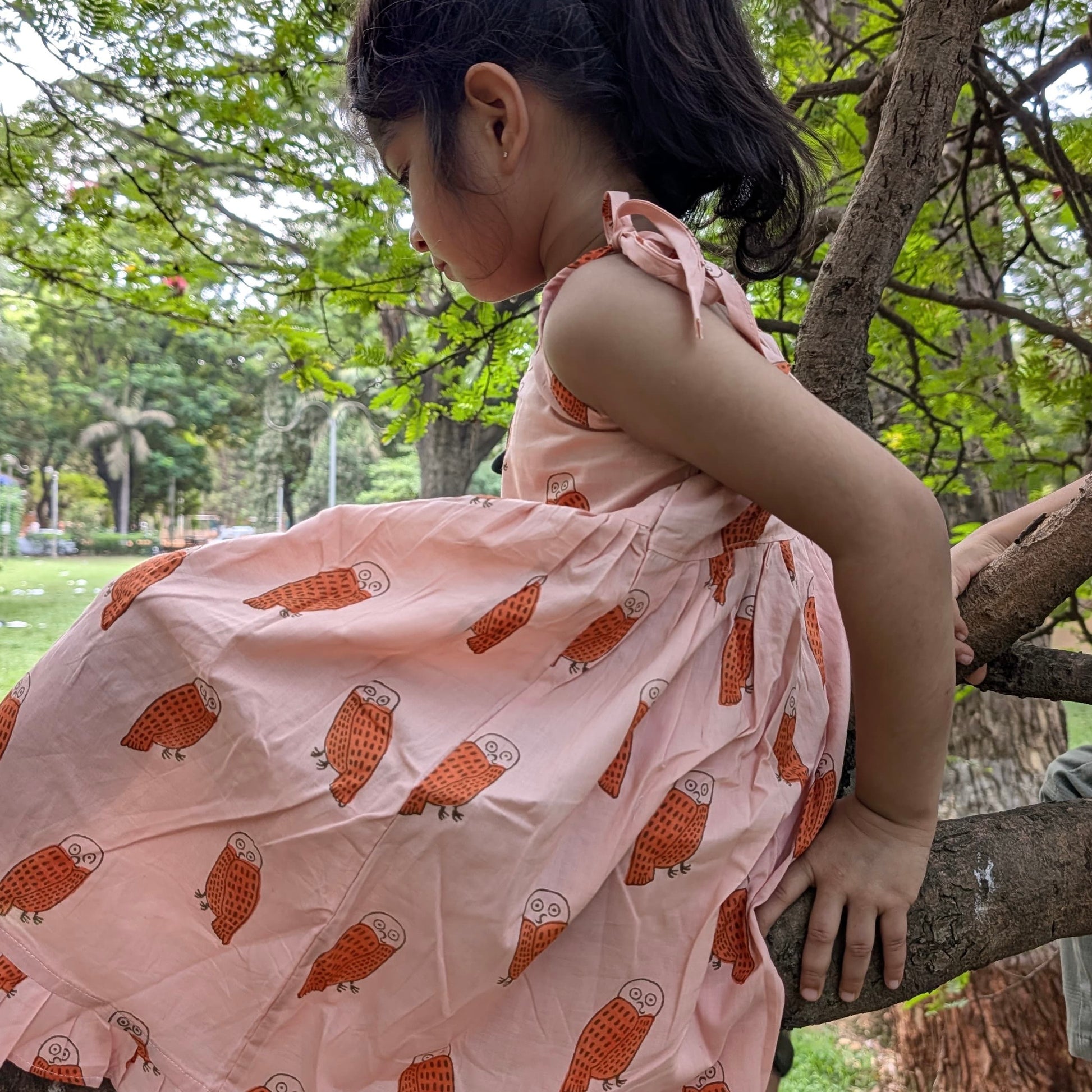 'A Parliament of Owls' - Handblocked String Dress