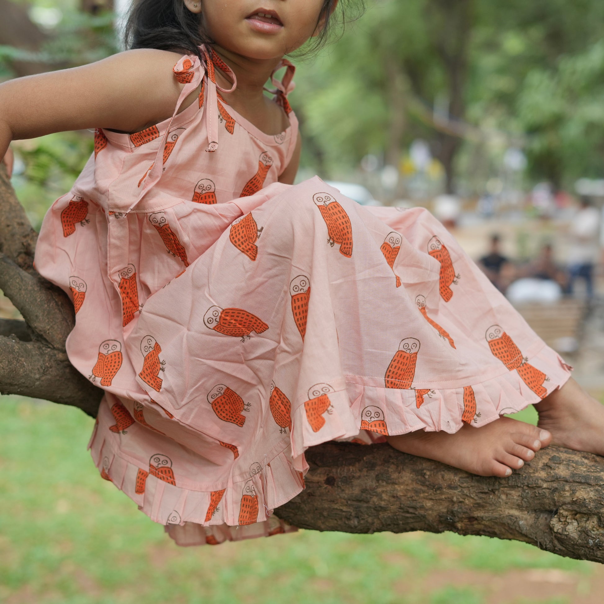 'A Parliament of Owls' - Handblocked String Dress