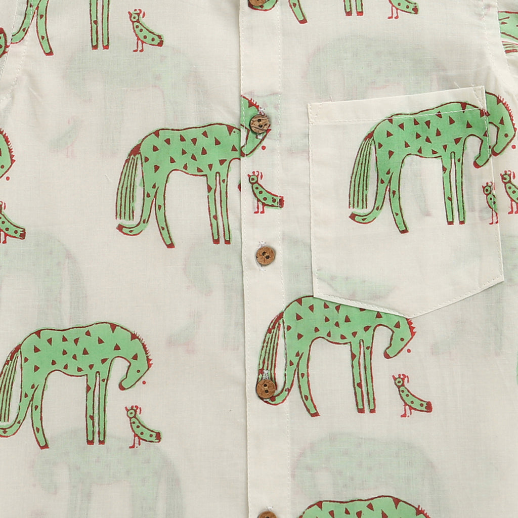 ‘A Herd of Horses’ Handblocked Shirt