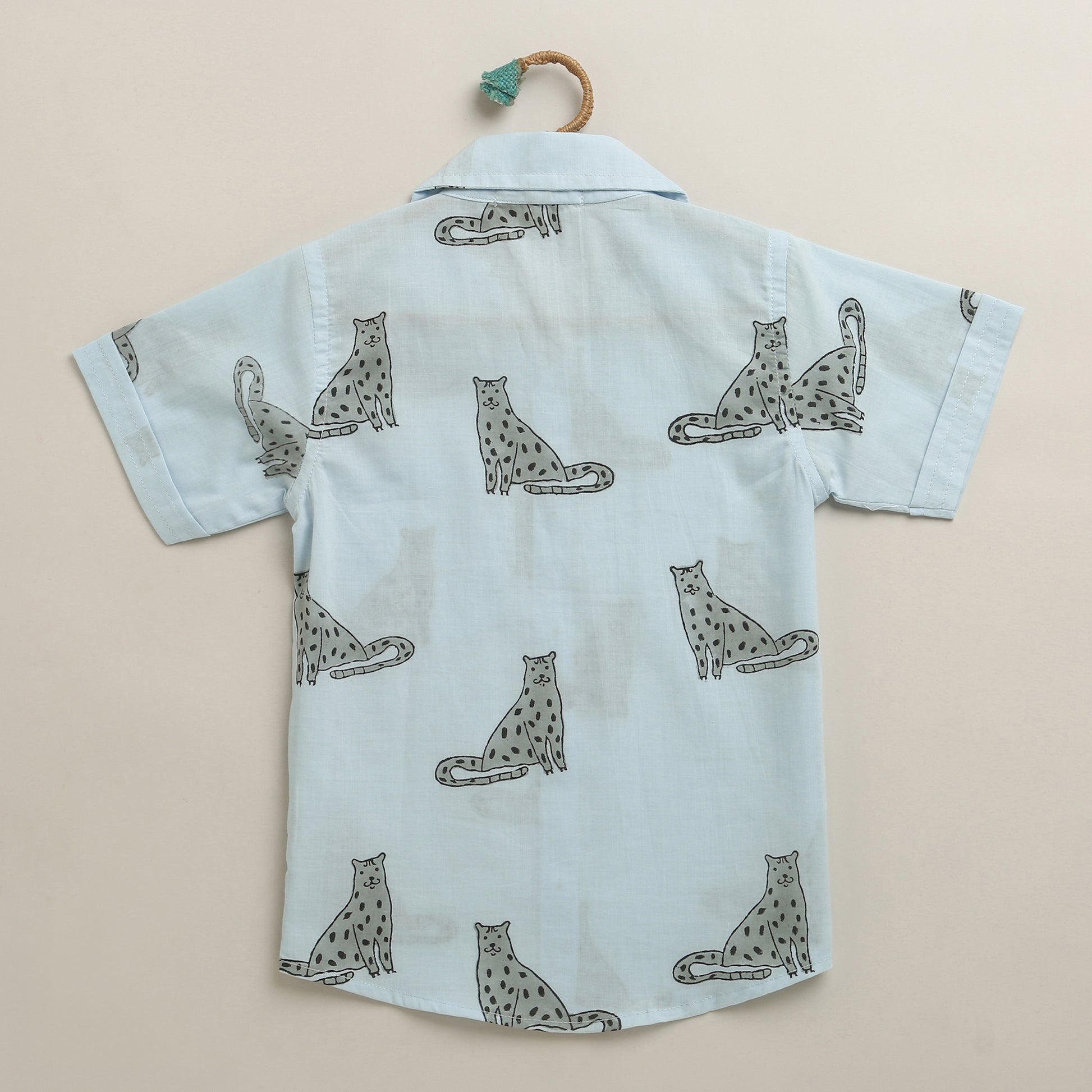 ‘A Leap of Snow Leopards’ Handblocked Shirt