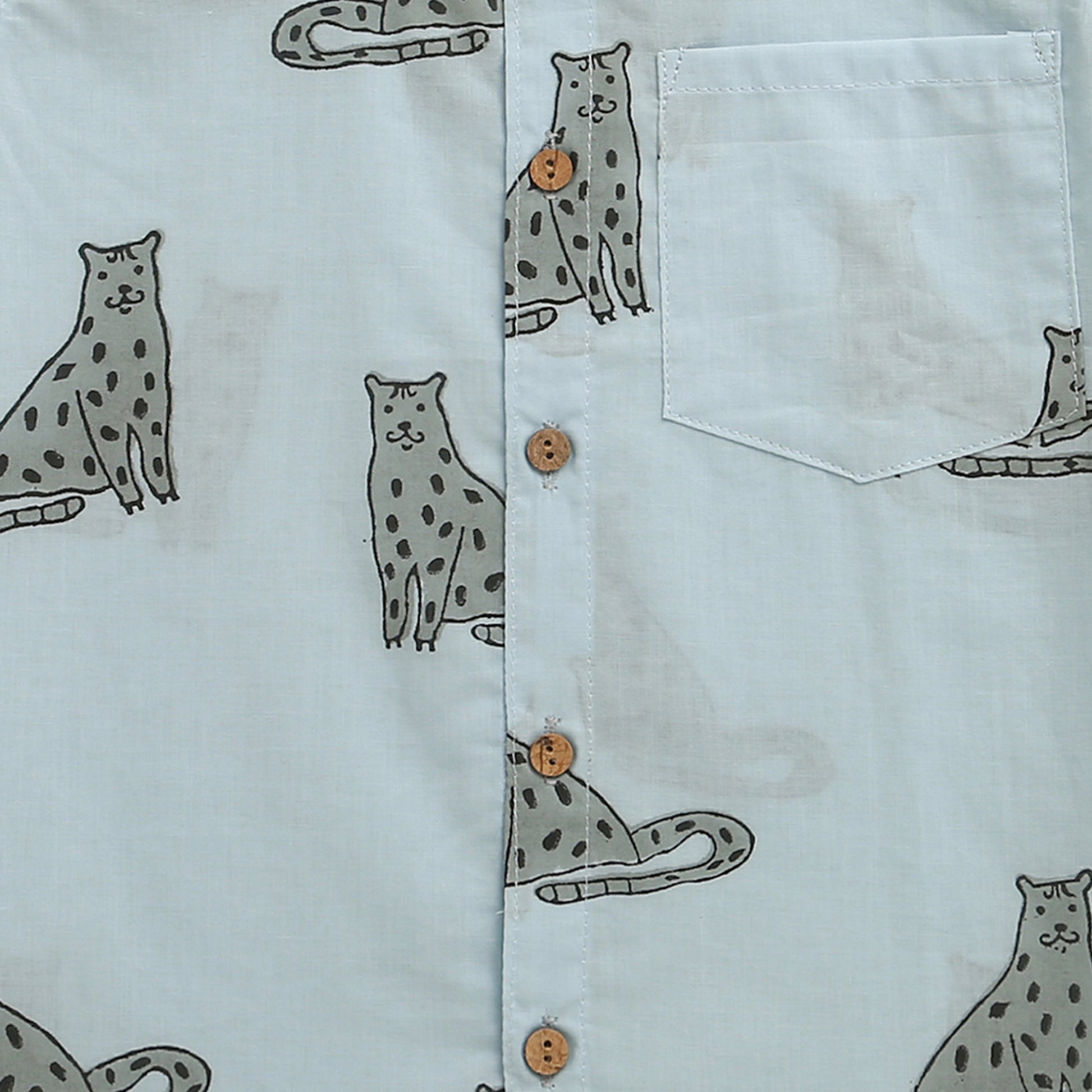 ‘A Leap of Snow Leopards’ Handblocked Shirt