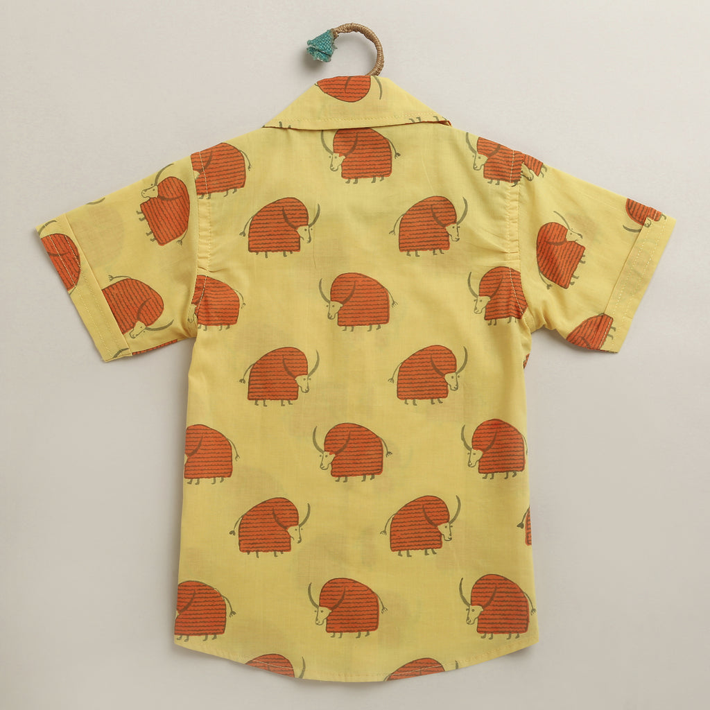 ‘A Cabinet of Yaks’ Handblocked Shirt