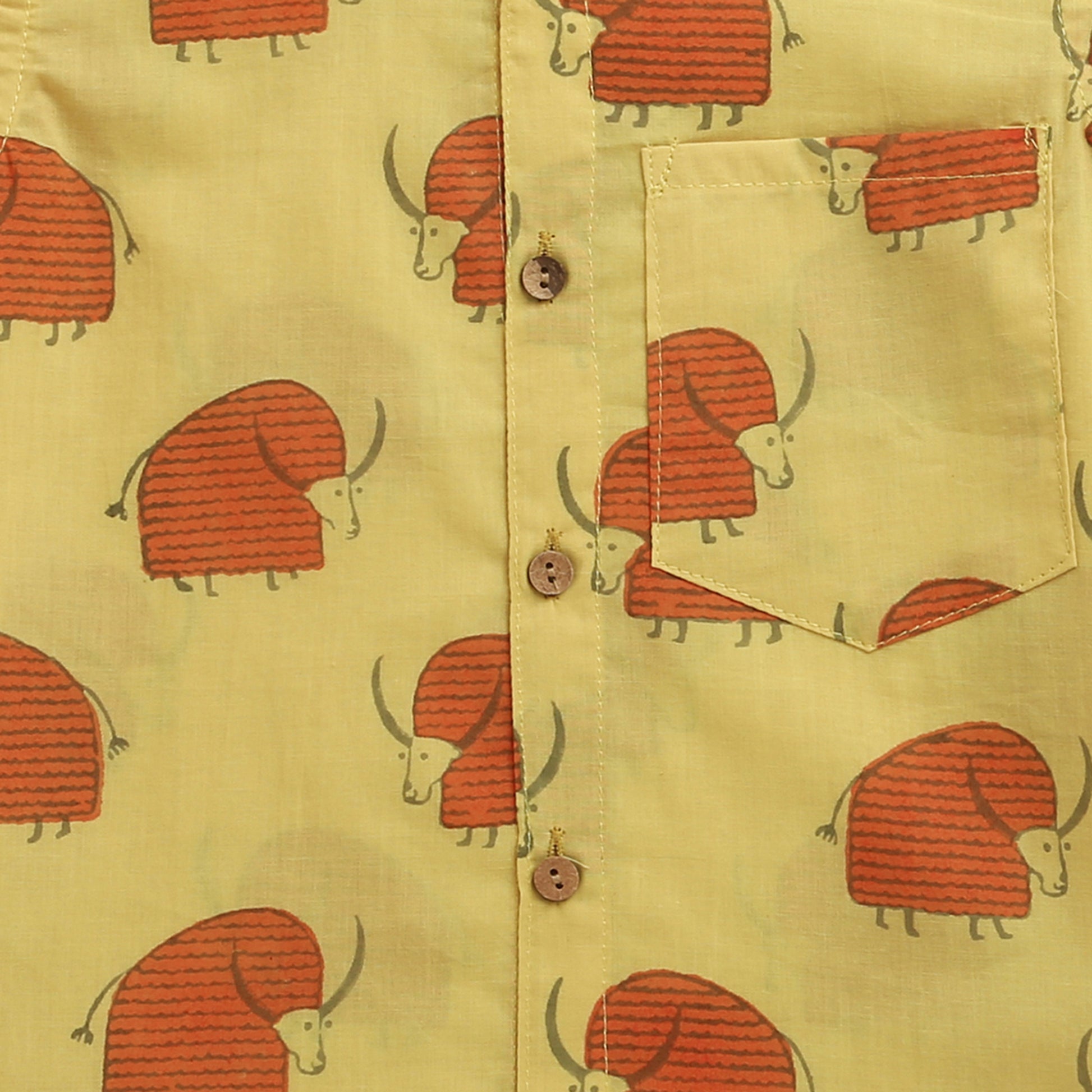 ‘A Cabinet of Yaks’ Handblocked Shirt
