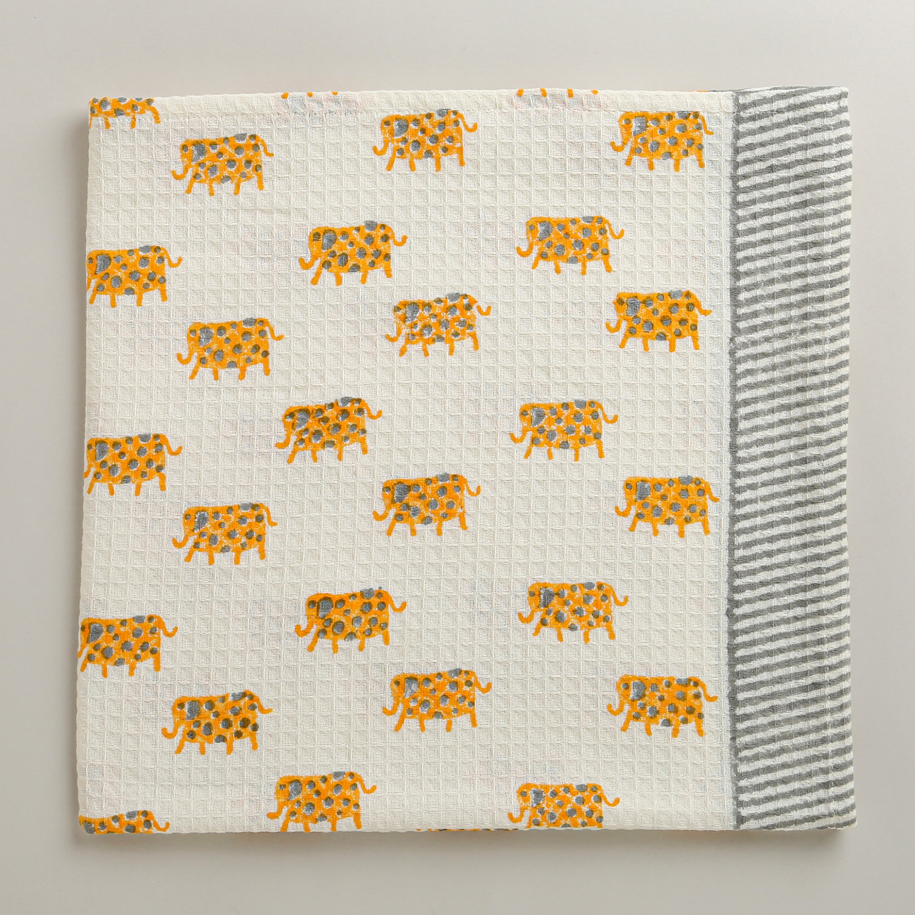 ' A Parade of Elephants' Bathing Towel In Yellow