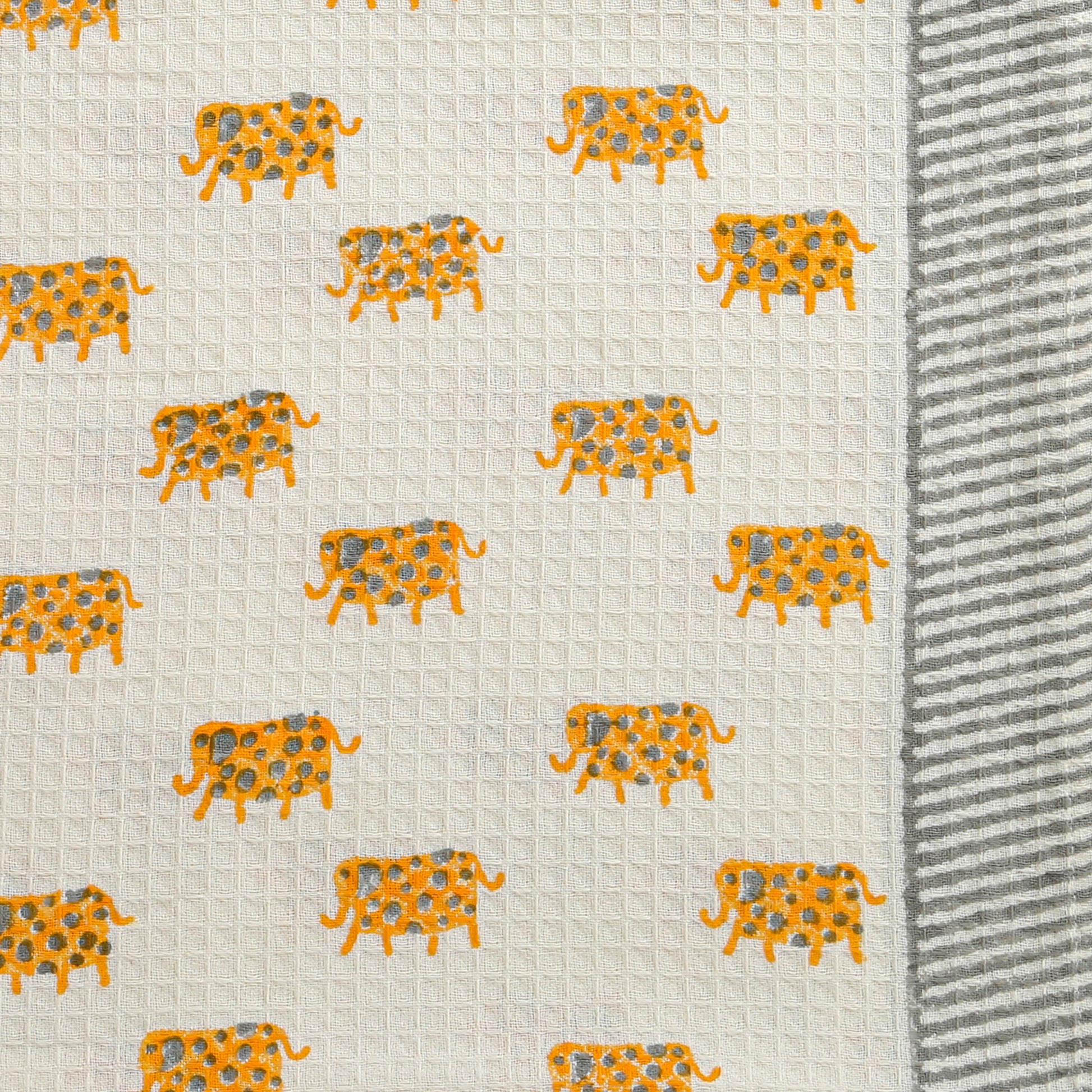 ' A Parade of Elephants' Bathing Towel In Yellow