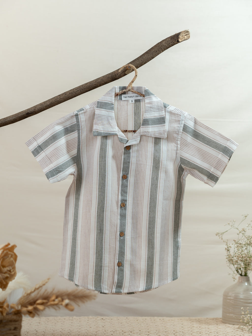 Handloom- Beige Grey Striped Shirt