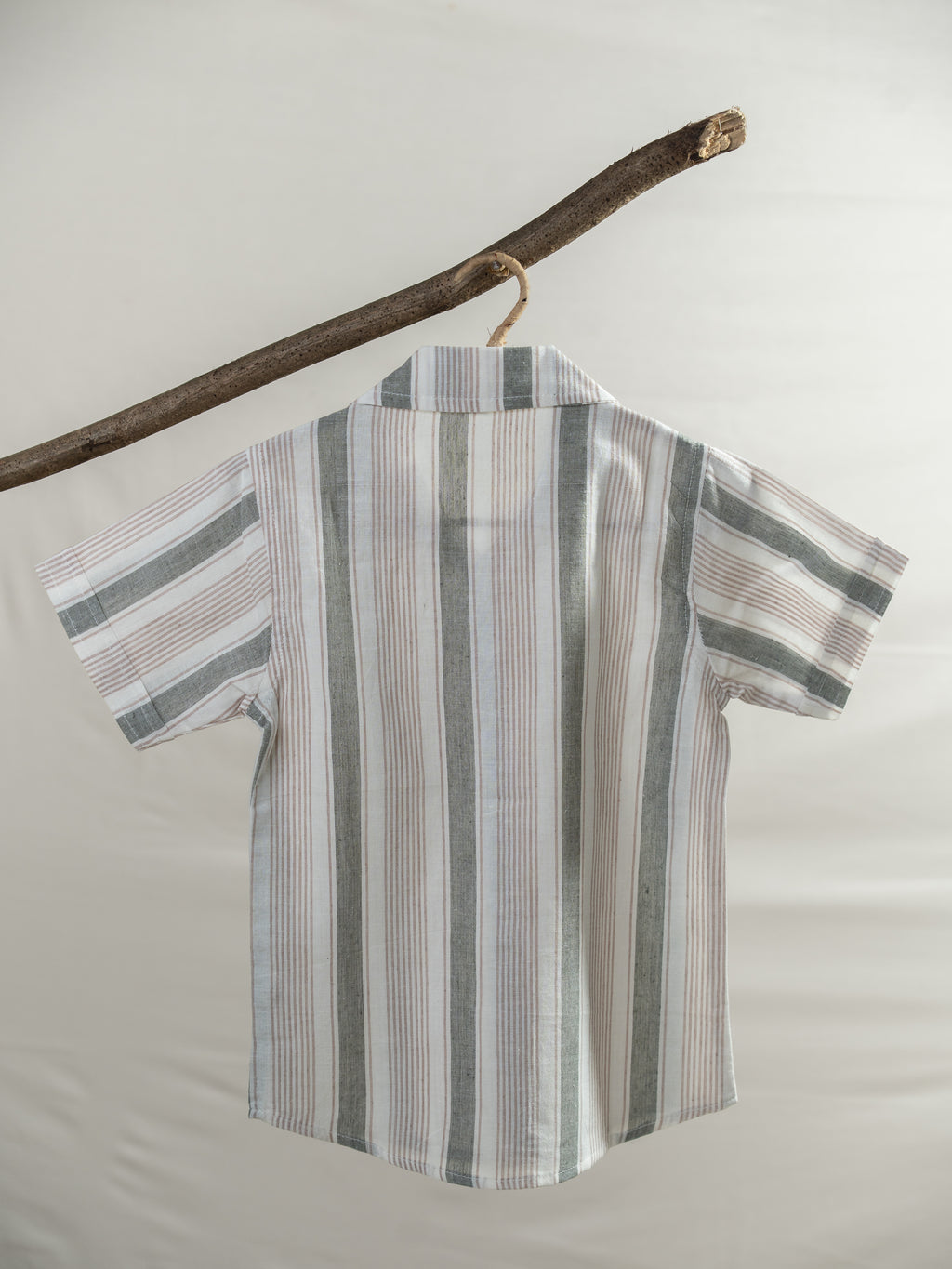 Handloom- Beige Grey Striped Shirt